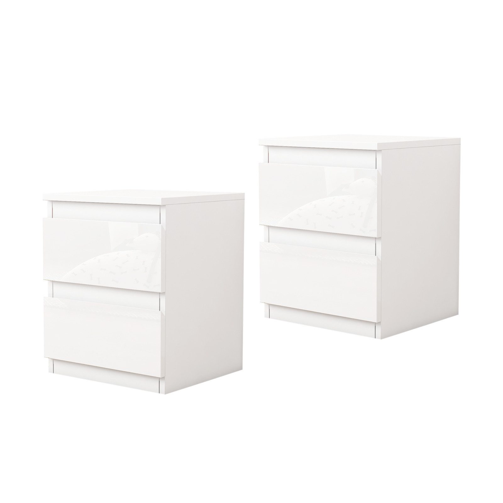 HTI-Living Nachtkommode Nachtschrank Kenji Hochglanz 2er-Set (Set, 2 Nachtschränke), Nachtkommode 2 Schubladen