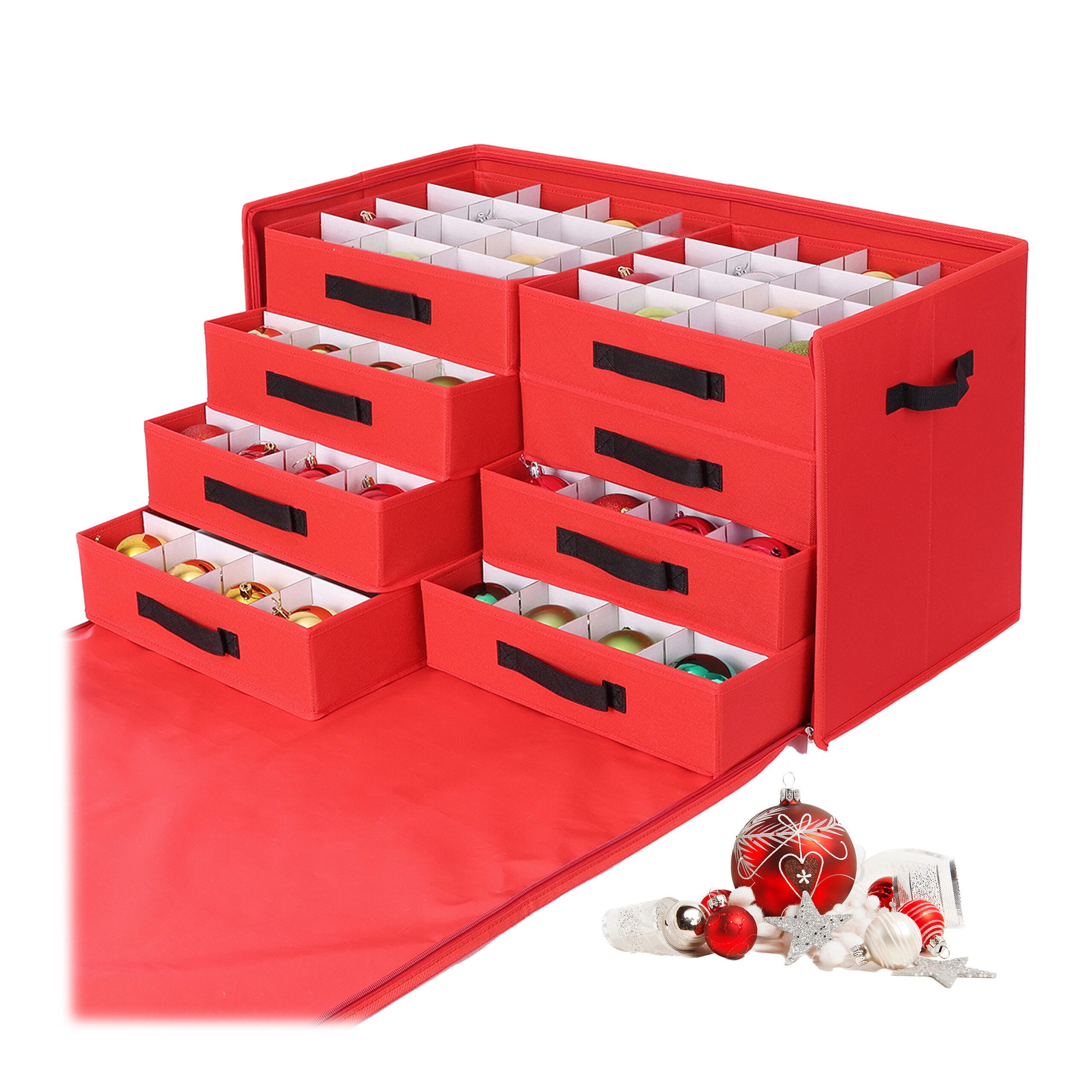 relaxdays Aufbewahrungsbox Weihnachtskugel Aufbewahrungsbox, rot