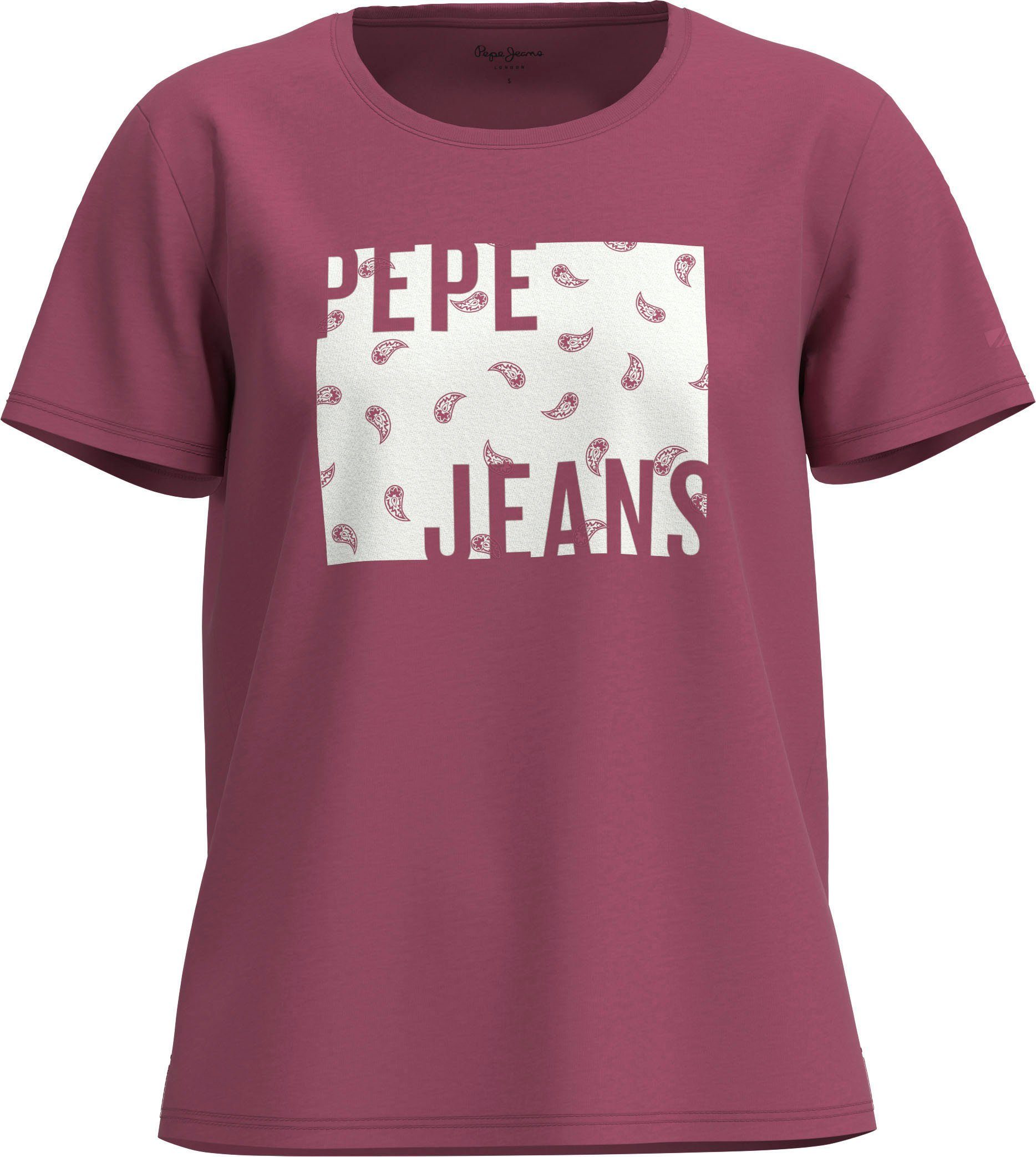 LUCIE mit Basic Shirt Pepe Jeans Kontrastprint, Jeans Rundhalsshirt mit von Pepe Logo-Print