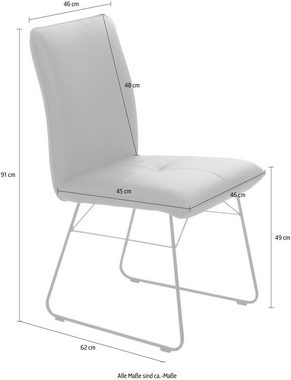 K+W Komfort & Wohnen Kufenstuhl (1 St), Drahtgestell in Metall schwarz, Griff am Rücken, Steppung im Sitz