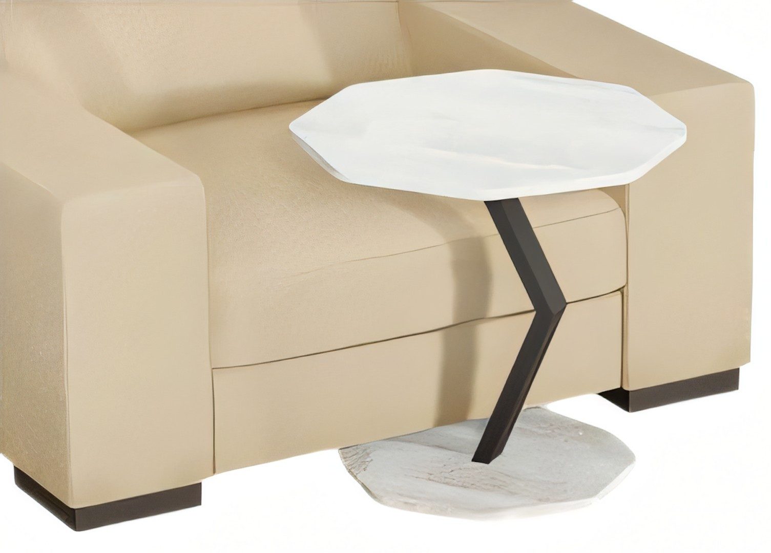 Xlmoebel Beistelltisch Weißer Holz-Beistelltisch mit achteckiger Form und modernem Design, Made in Europa