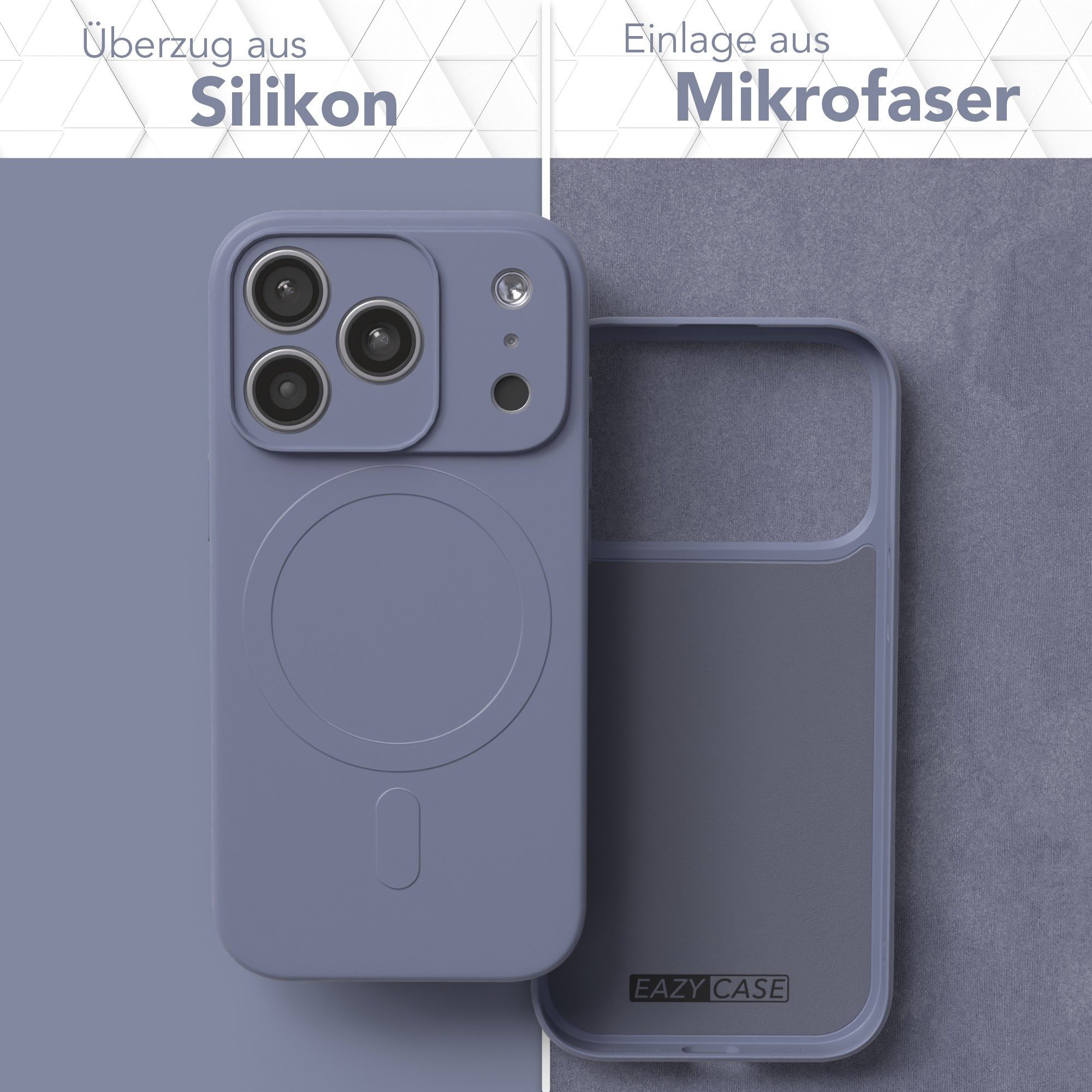 EAZY CASE Handyhülle für Apple iPhone 17 Pro Hülle Silikon 6,3 Zoll, Backcover MagSafe rutschfestes Soft-Touch Silikon matt Stahlblau – Bild 3 von 5