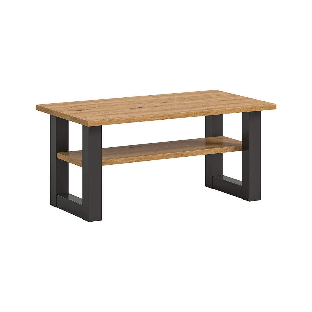 xonox.home Couchtisch Seattle Couchtisch 90x50 cm 1 Regal Eiche Dekor.