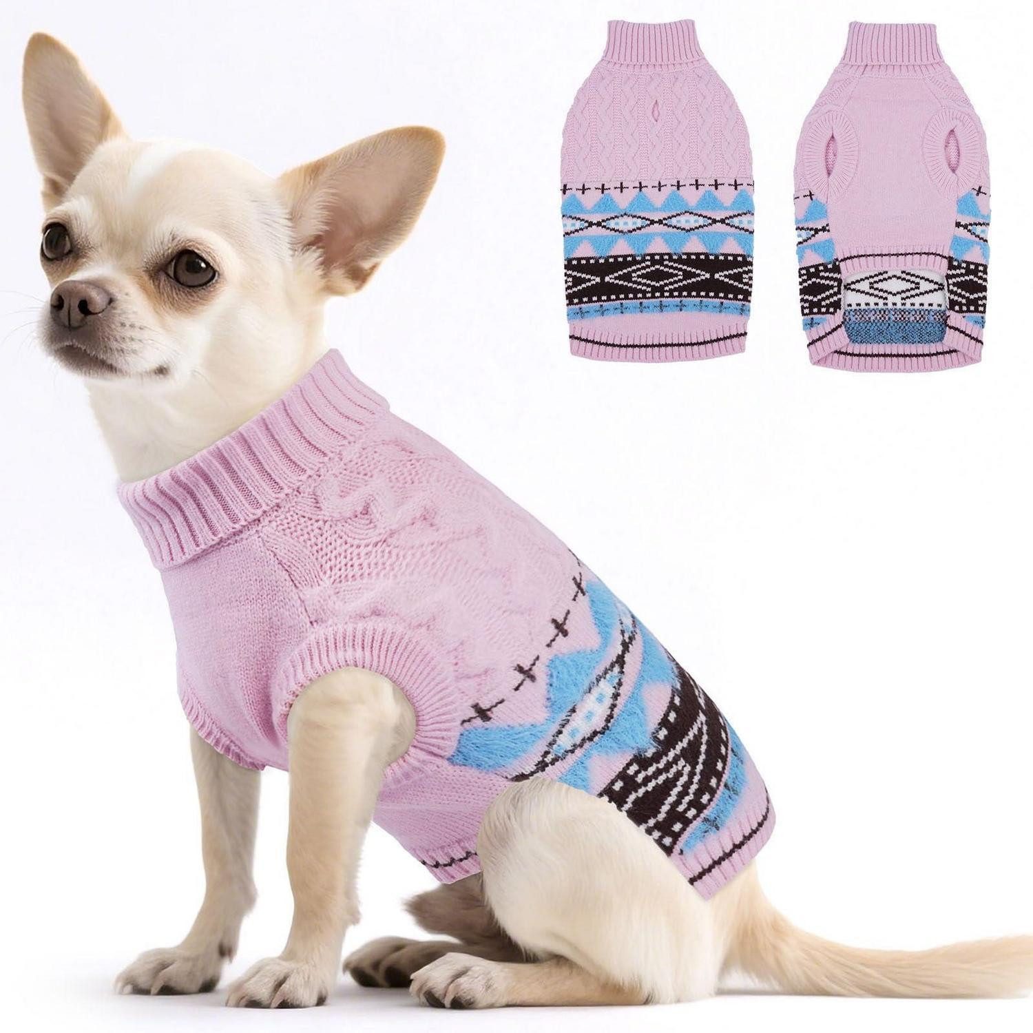 LuxusKollektion Hundepullover Hundepullover Rosa XS Fair Isle Warm Elastisch