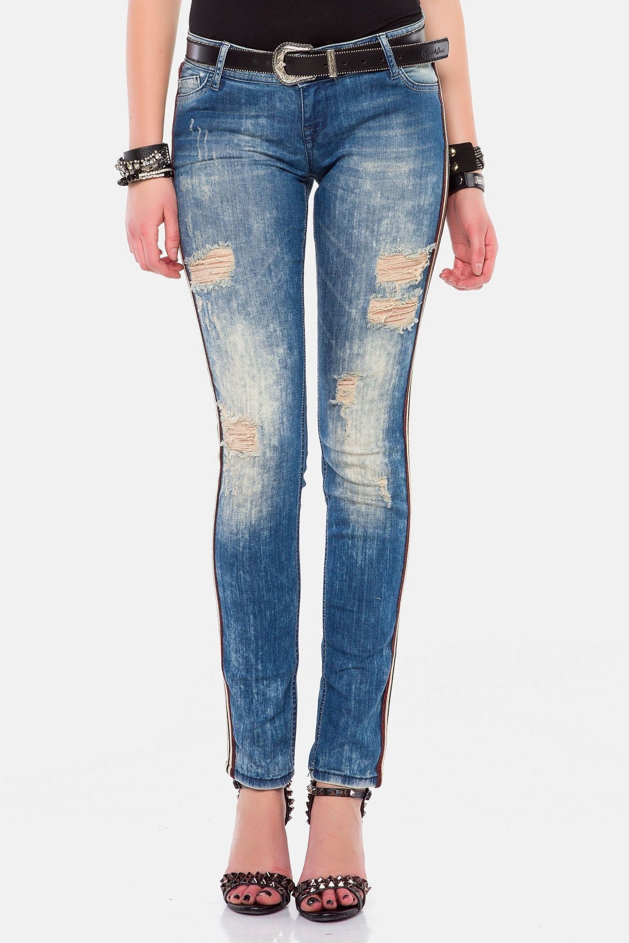 Cipo & Baxx Destroyed-Jeans Jeans mit Glitzer-Streifen, WD-369