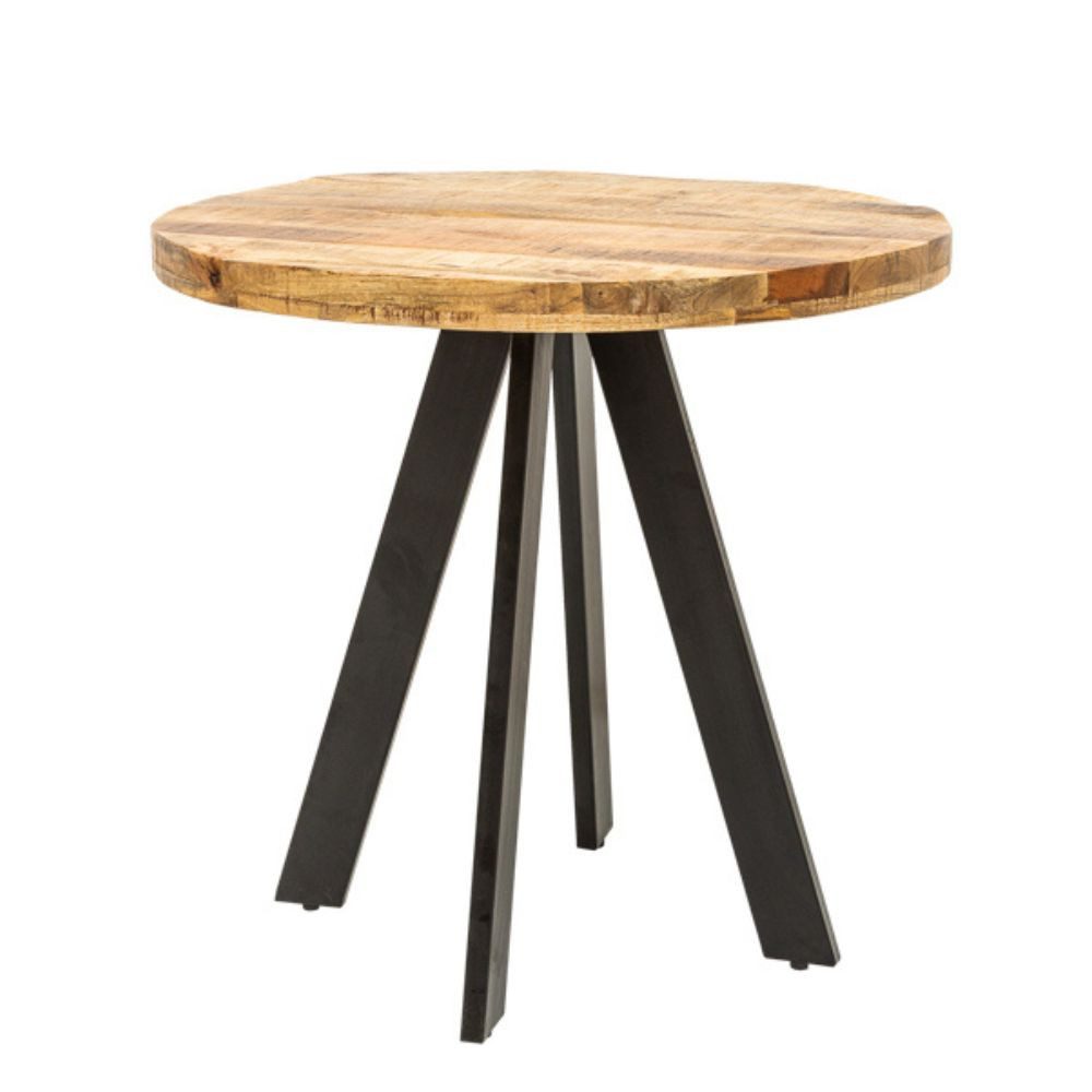 LebensWohnArt Esstisch Industrie-Look Esstisch ARTE 80cm rund Mangoholz natural
