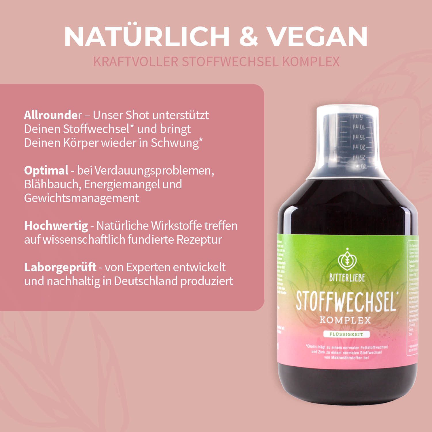 BitterLIebe - Stoffwechsel Shot - Stoffwechselkur als Drink mit Cholin & Zink - Tropfen