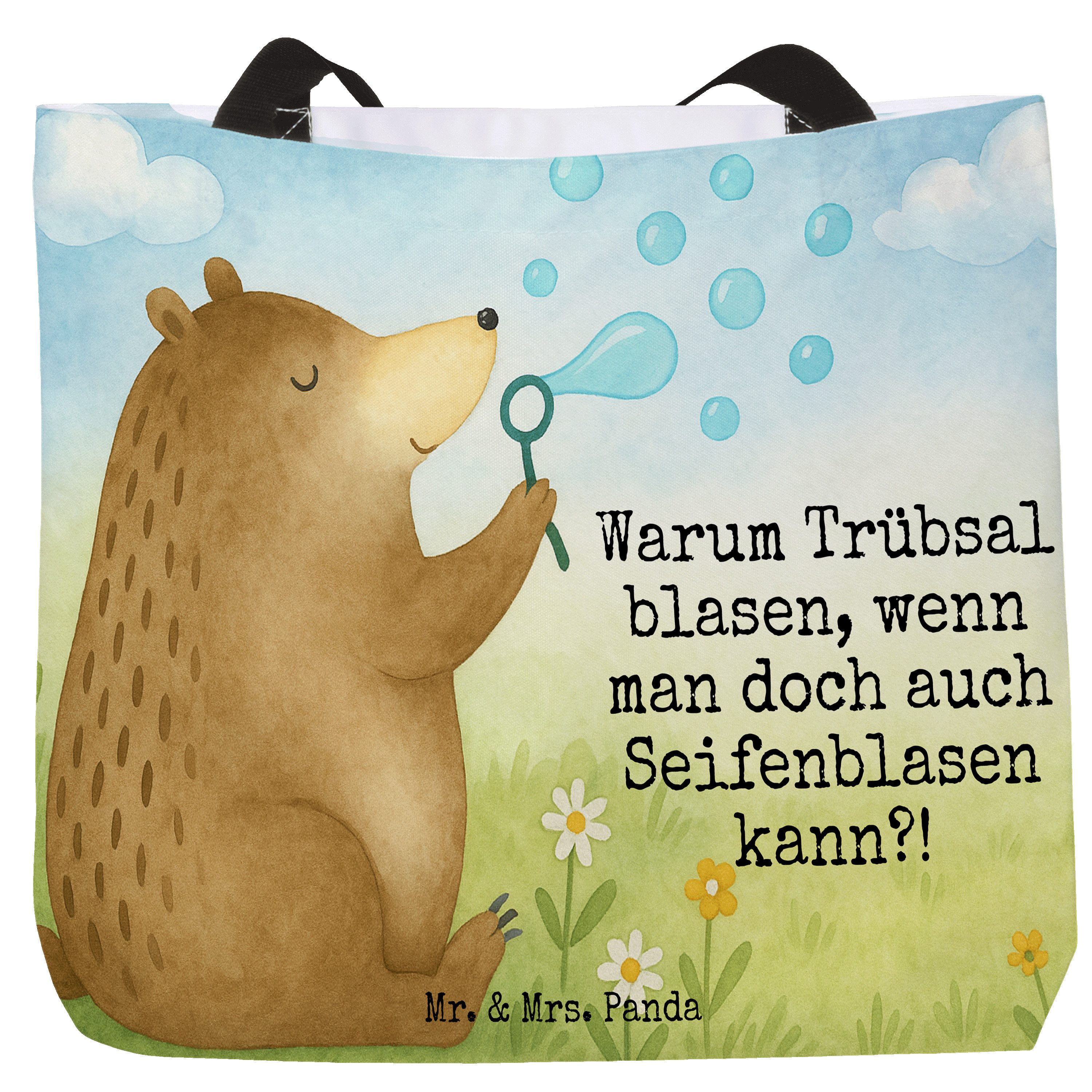 Shopper Bär Seifenblasen Design, Einkaufstasche, Weiß, Schultasche, Teddy, Ta