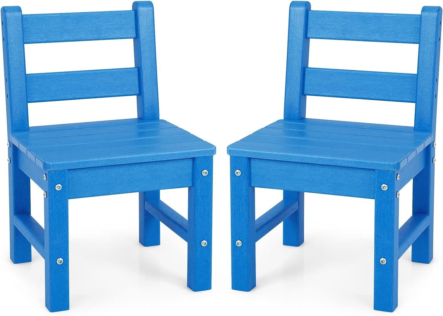 KOMFOTTEU Kindertisch Lerntisch (2-St), Stuhlset, aus Holz blau
