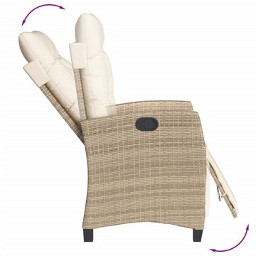 vidaXL Gartenstuhl Gartensessel mit Fußteil Verstellbar Beige Poly Rattan