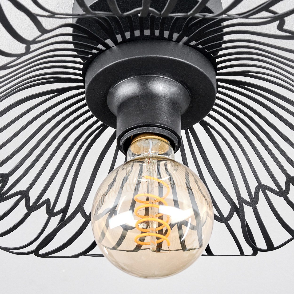 hofstein Deckenleuchte Deckenlampe aus Metall in Schwarz, ohne Leuchtmittel, Schirm in Gitter-Optik (40cm) Lichteffekt, 1x E27, ohne Leuchtmittel