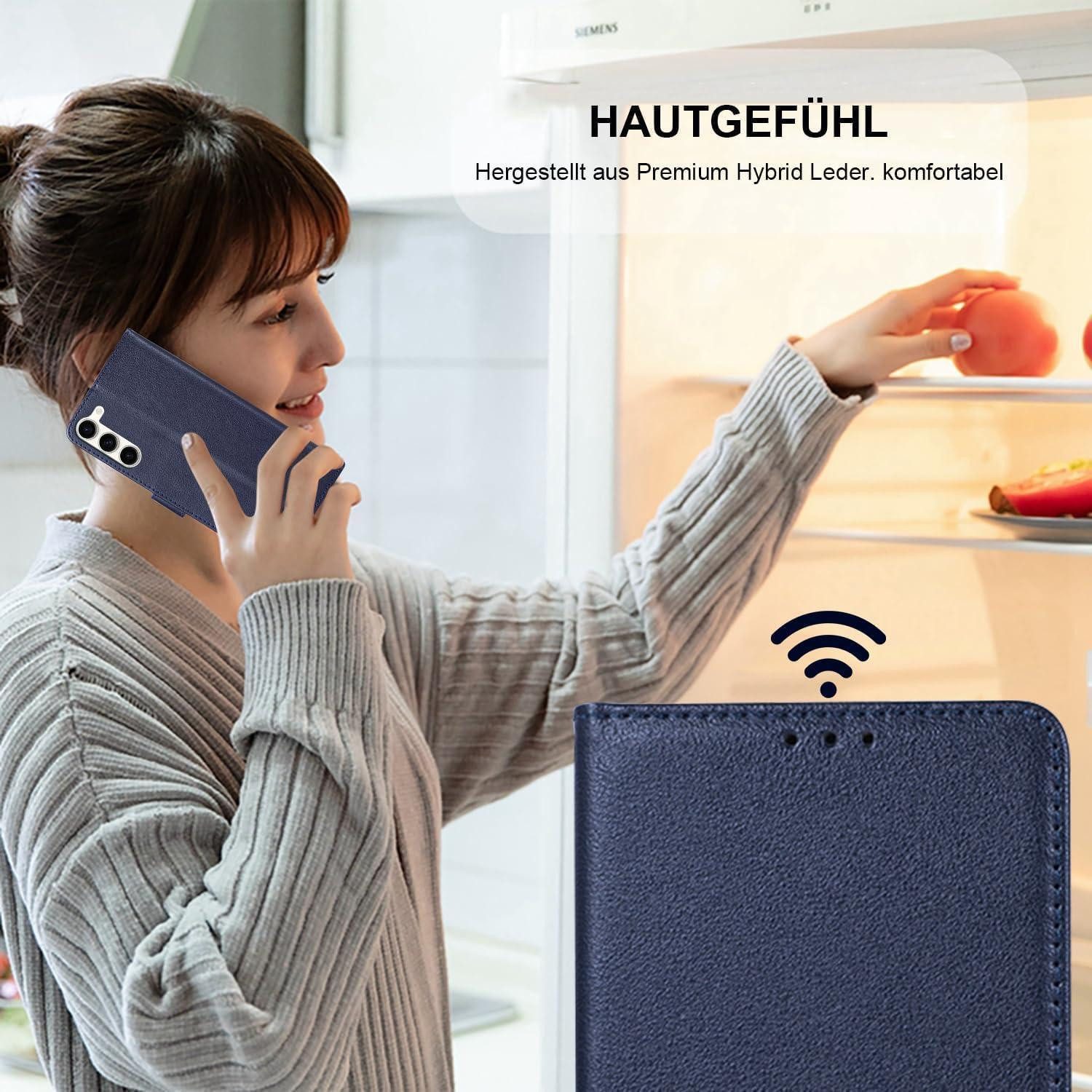 LuxusKollektion Flip Case Handyhülle Klappbar Kartenfach Samsung Galaxy S23 5G Blau in – Bild 5 von 5