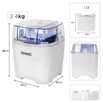 Duronic Eismaschine, IM540 Eismaschine, Gefrierbehälter mit 1,5 L Fassungsvermögen