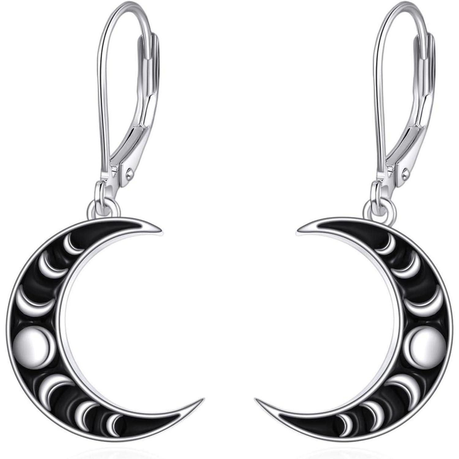 LuxusKollektion Paar Ohrhänger Ohrringe Keltisch Hängend Sterling Silber Mond Damen Mondphase