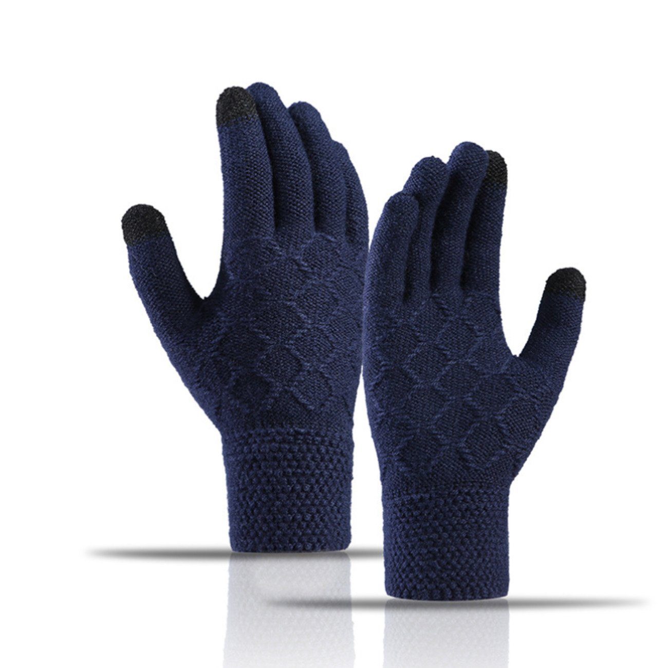 Union Reisen Strickhandschuhe Fingerwarme, große Touchscreen-Handschuhe blau