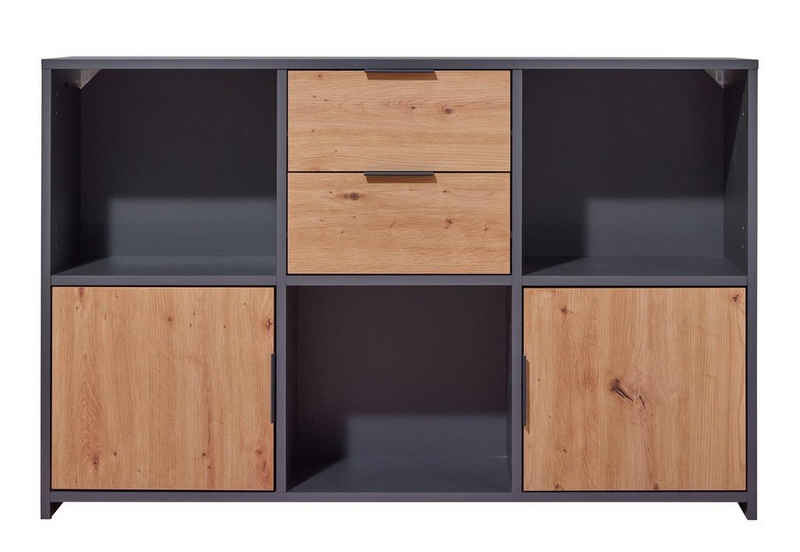 ebuy24 Sideboard Pepeto Sideboard 2 Schubladen, 2 Türen, 3 Ablagen
