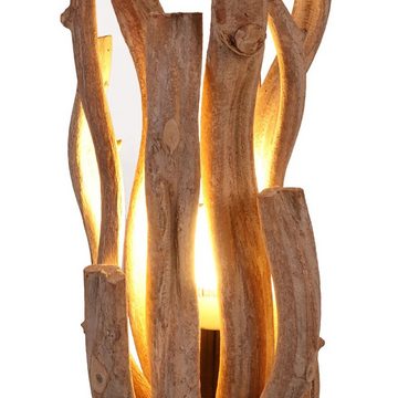 IMAGO Tischleuchte kleine Tischlampe Holz Liane, ohne Leuchtmittel, 39 cm hoch, Holzlampe, Natur, schwarz, eckig