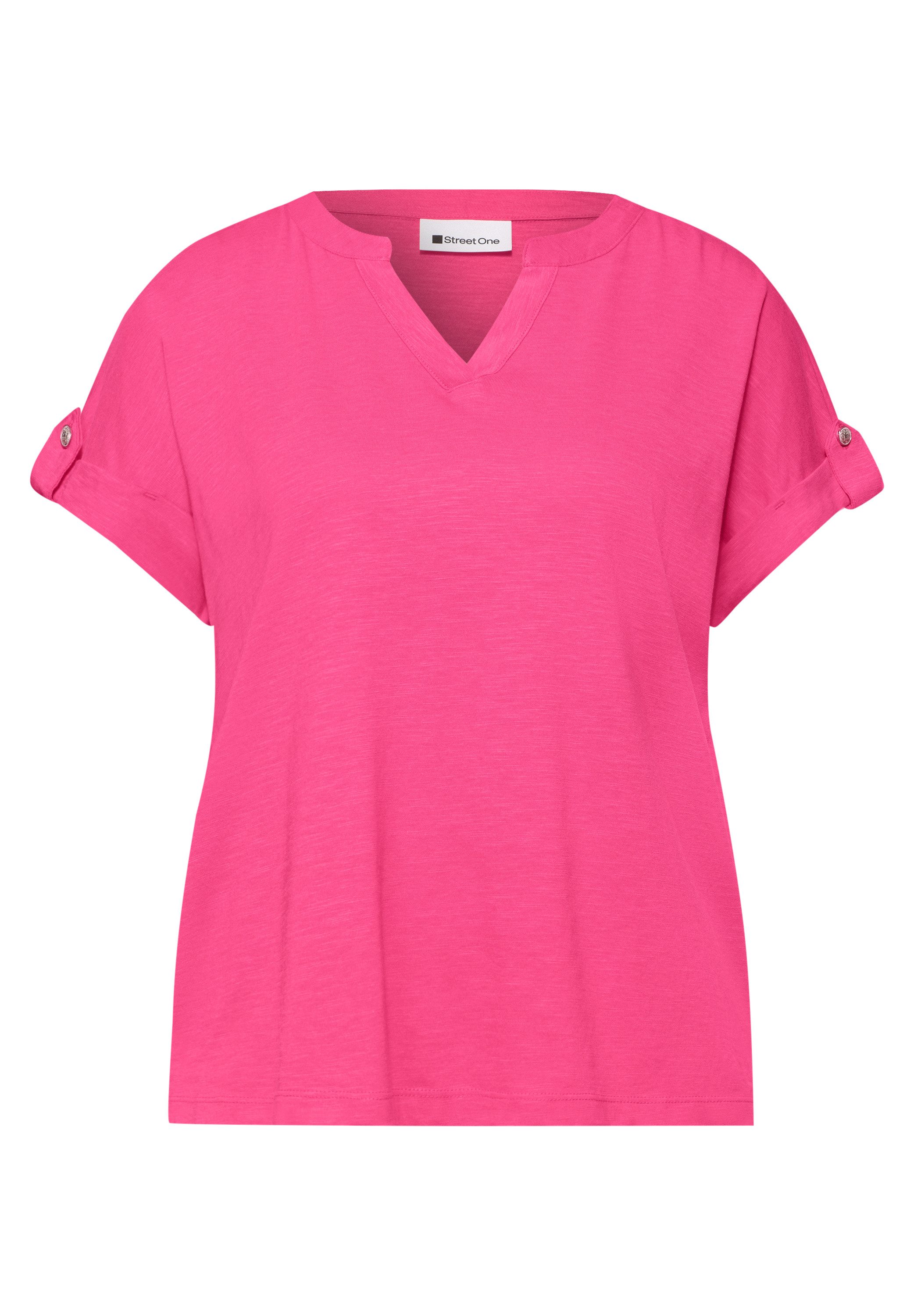 STREET ONE T-Shirt mit geschlitztem Rundhalsausschnitt – Bild 4 von 5