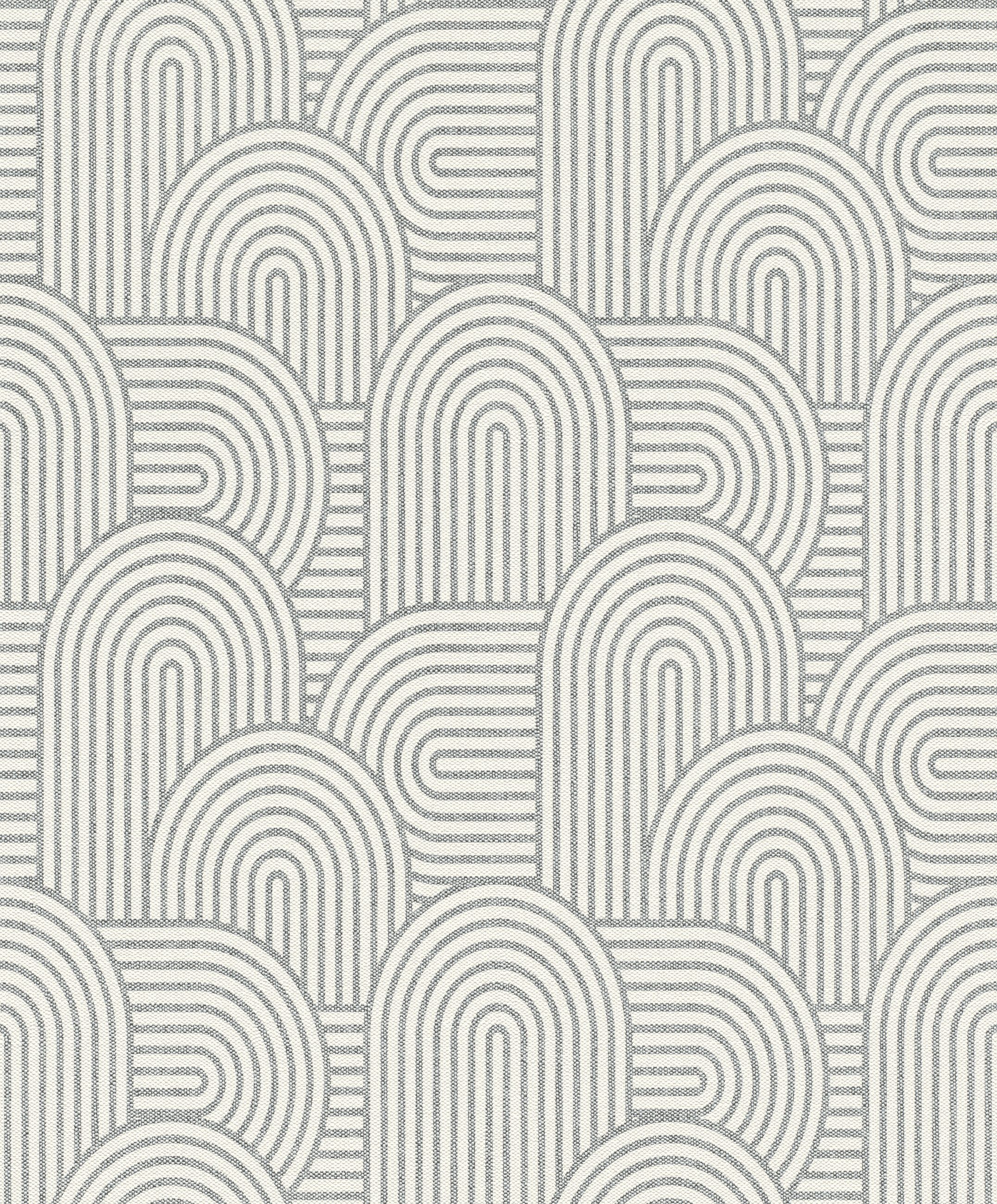 Rasch Vliestapete Retor-Muster mit Linien & Kreise - Vliestapete Beige Grau, grafisch, (1 Rolle, 1 St., 10,05 m x 0,53 m), Lichtbeständige Farben - Feucht abwischbar - Restlost abziehbar