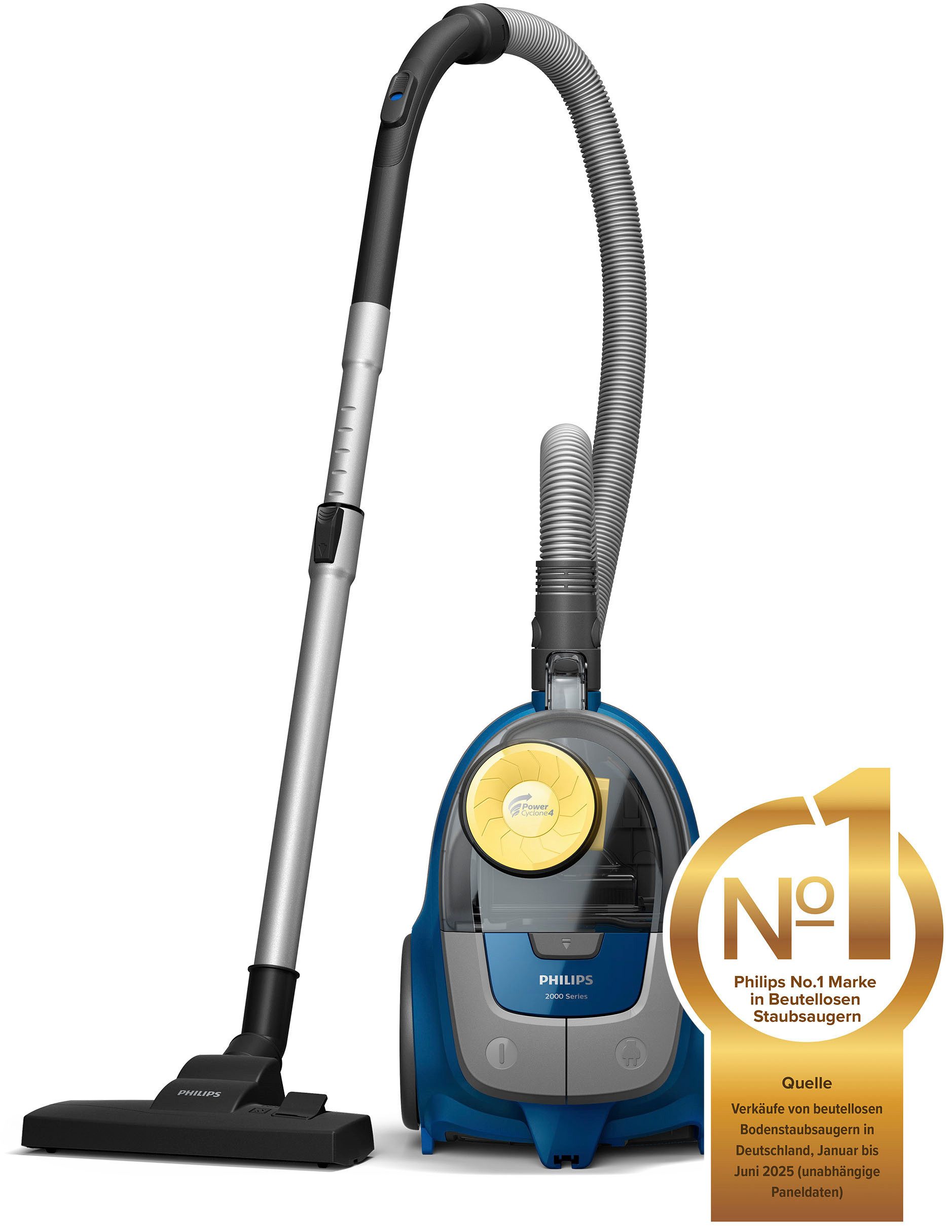 Philips Bodenstaubsauger XB2125/09 2000 Serie, 850 W, beutellos, Super-Clean-Luftfilter, PowerCyclone 4, mit 1,3 l Fassungsvermögen