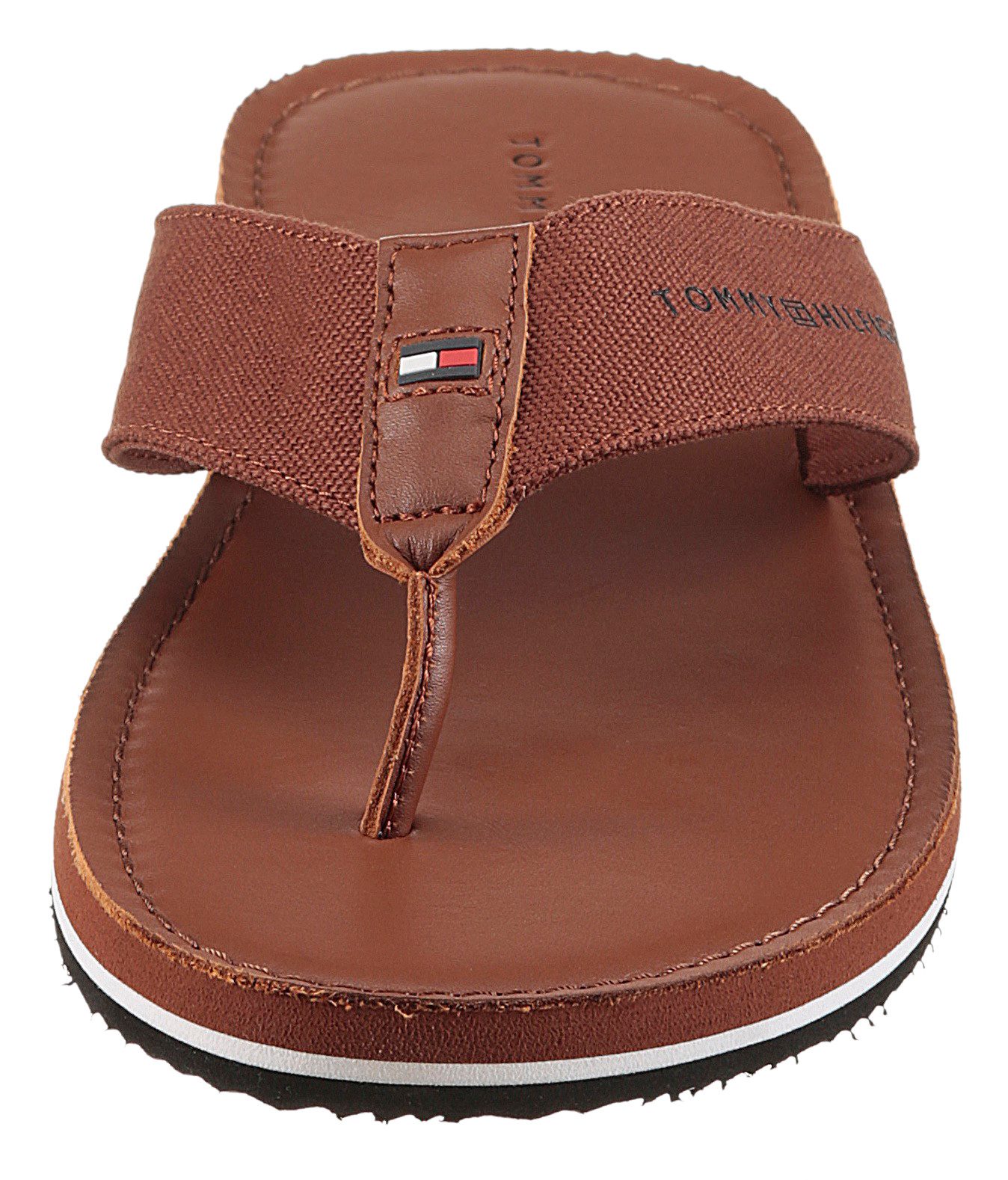 Tommy Hilfiger HILFIGER LEATHER BEACH SANDAL Zehentrenner, Sommerschuh, Strandschuh mit Logo