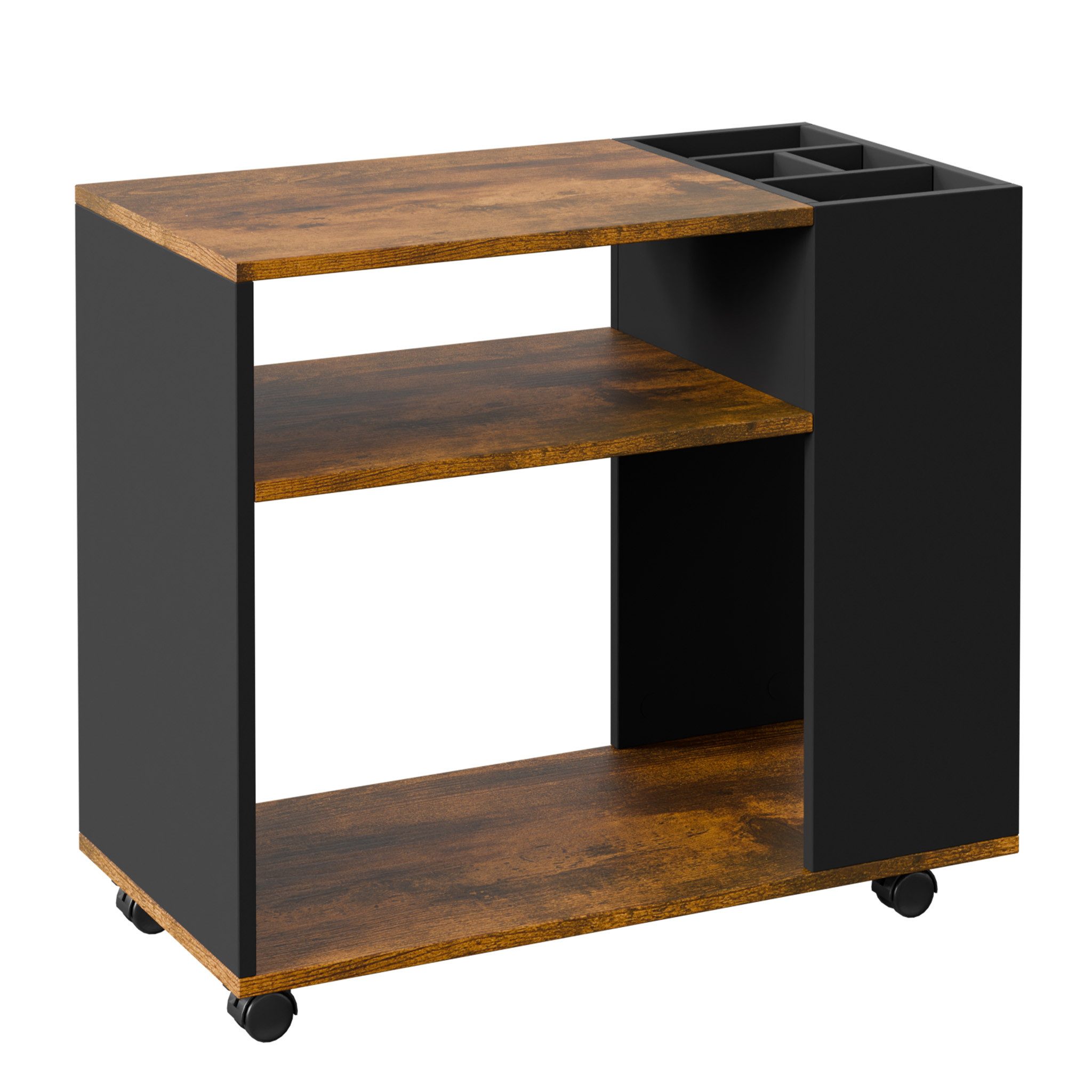 Mondeer Aktenschrank Mobiler Rollcontainer mit Verstellbaren Trennwänden 70 x 36 x 60 cm