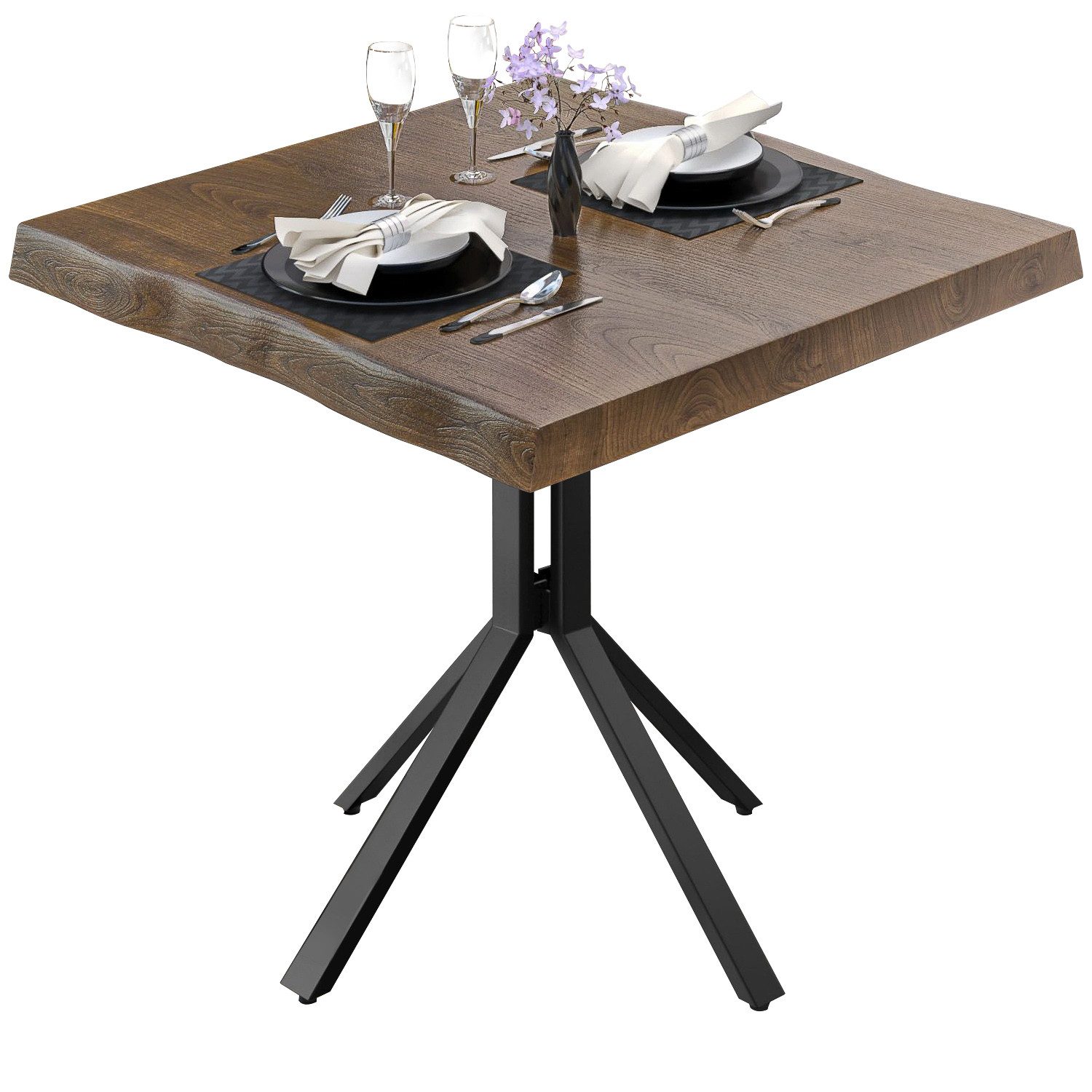 GGMMÖBEL Bistrotisch Echtholz Furnier, Quadratisch Innen Edle Optik/Hohe Tragkraft/Langlebig