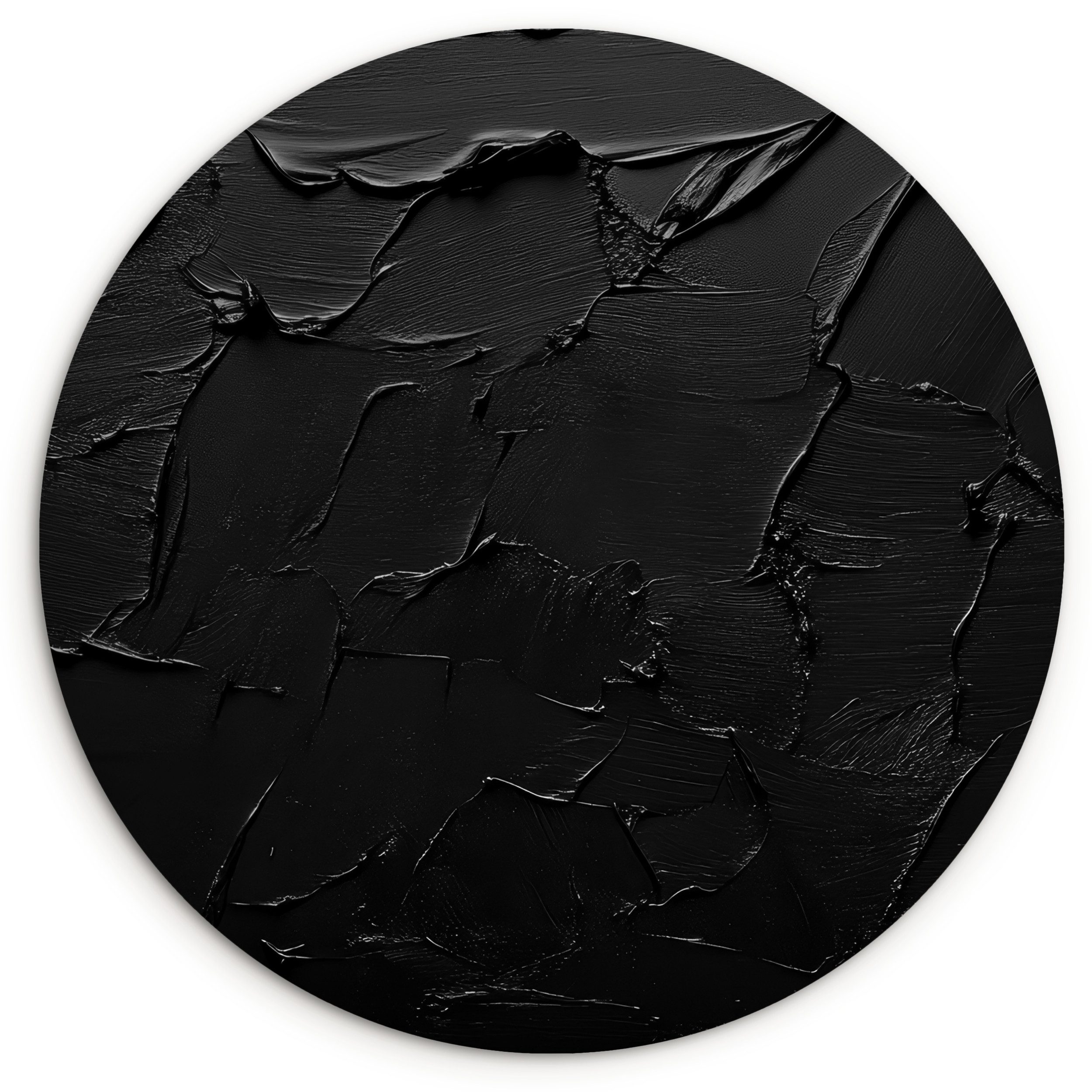 MuchoWow Gemälde Schwarz - Farbe, Fotodruck (1 St), Kreis Wanddekoration, Rundes Wandbild, 30x30 cm