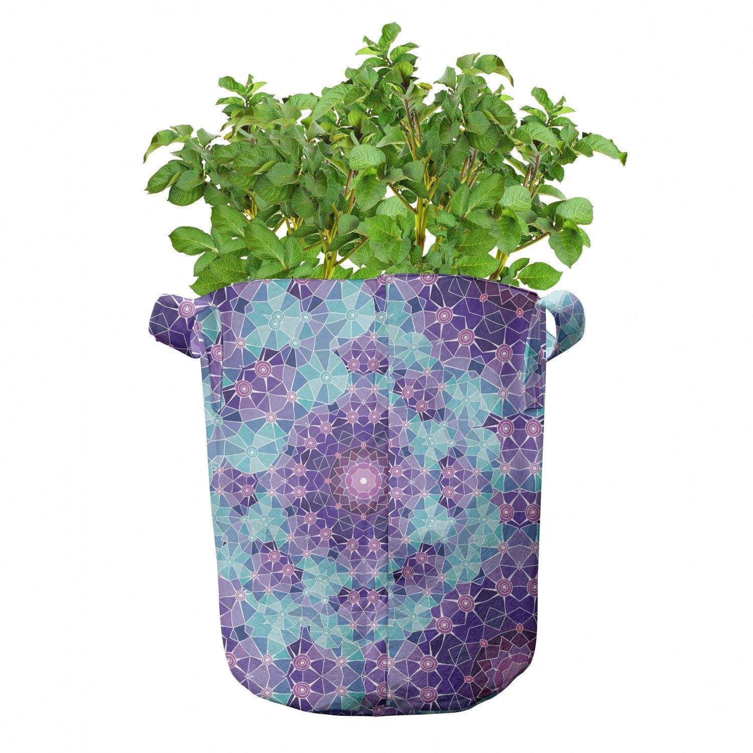 Mosaic Mandala Fractal Stofftöpfe für Pflanzkübel Pflanzen, hochleistungsfähig mit Griffen Abakuhaus lila