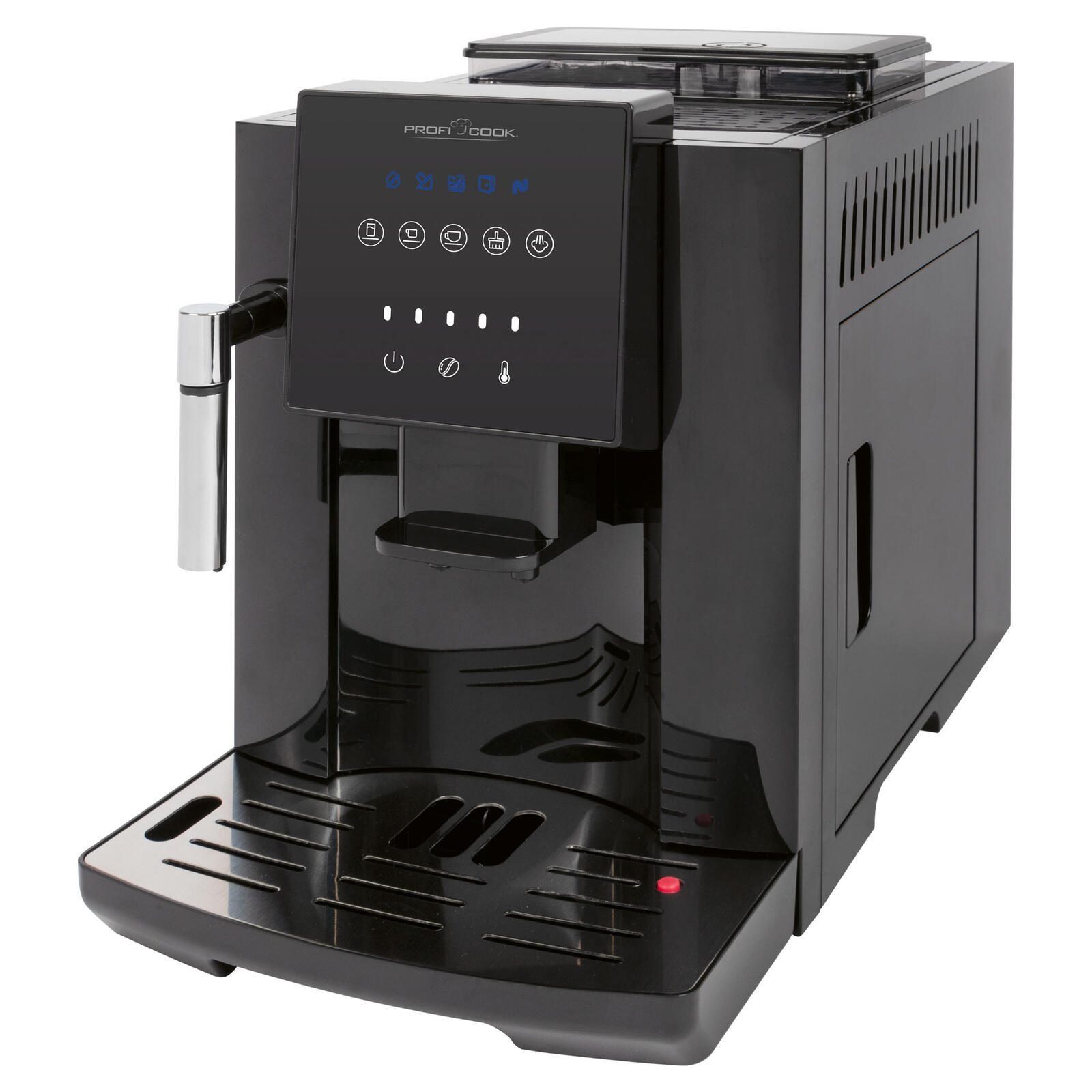 CLATRONIC Kaffeevollautomat, ProfiCook PC-KAV 1281 Kaffeevollautomat 20 Bar Mahlwerk Schwarz