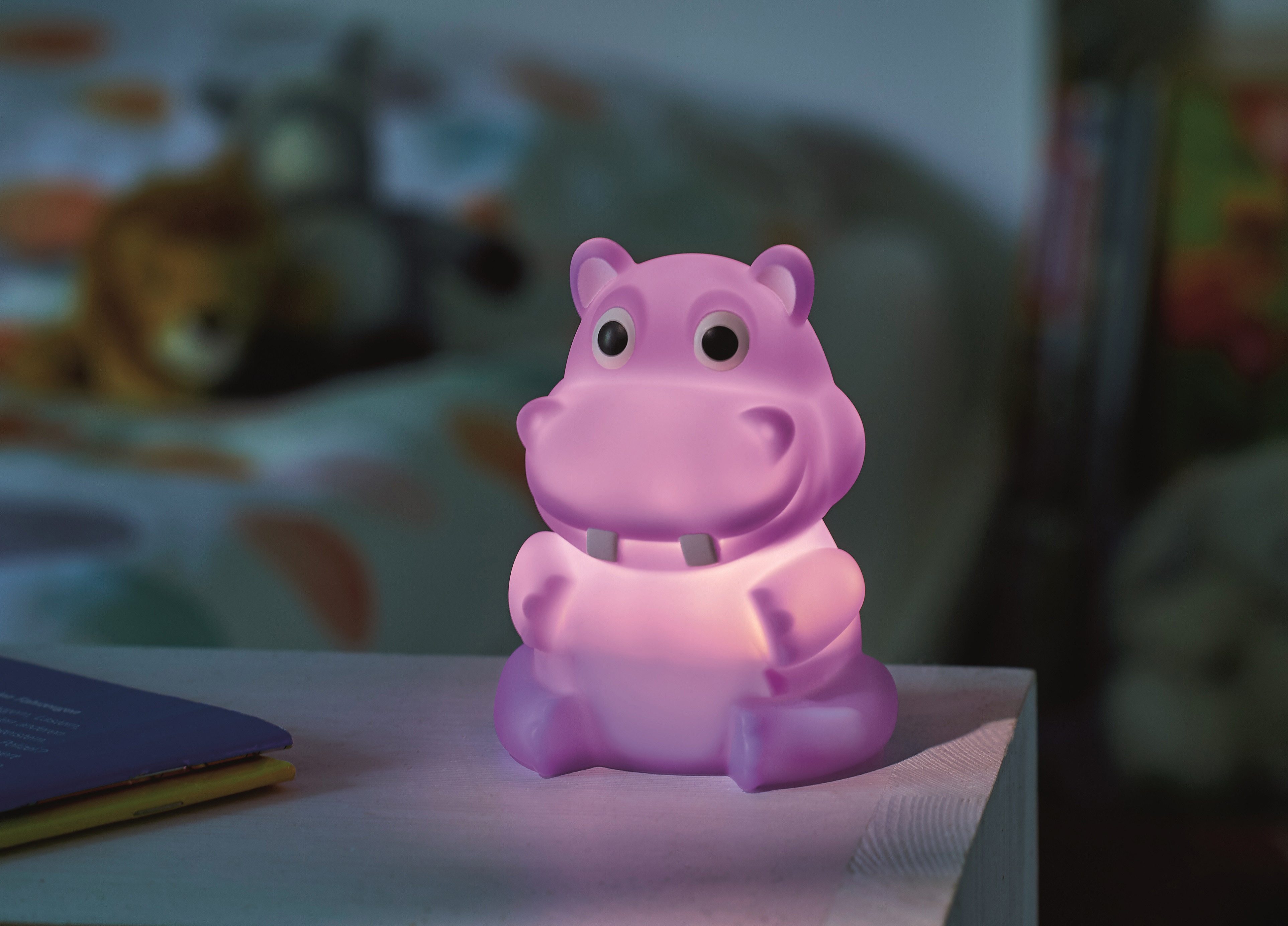 Northpoint LED Nachtlicht LED Nachtlicht für Kinder mit Akku Ladestation Nilpferd