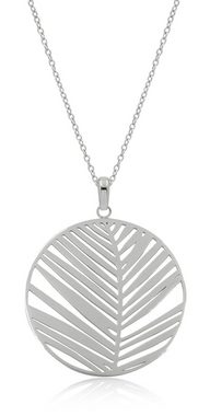 LUISIA® Kette mit Anhänger "Großes Palmblatt", Edelstahl Halskette Silber 80cm Länge (1-tlg)