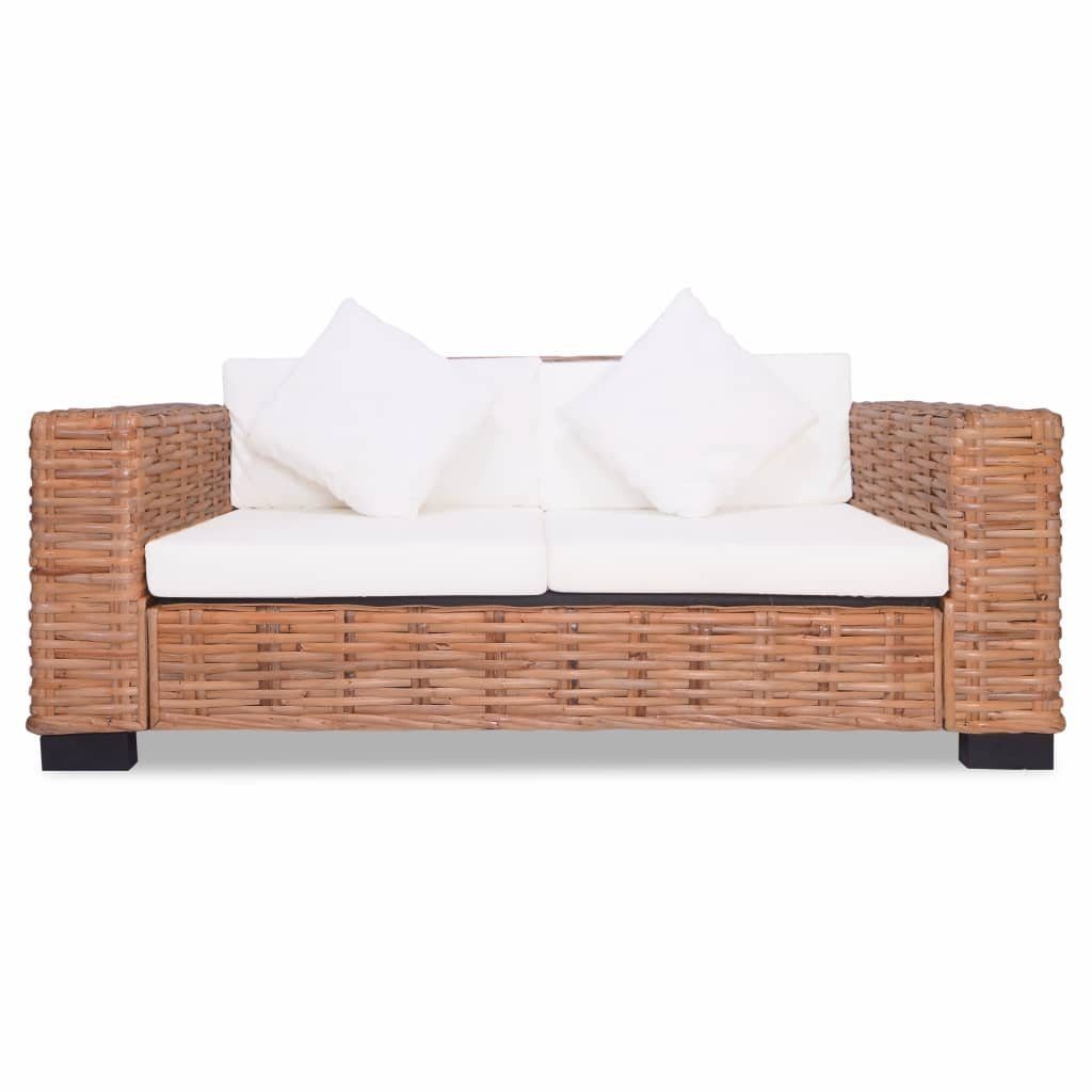 Couch vidaXL Natürliches Sofa Rattan 2-Sitzer-Sofa