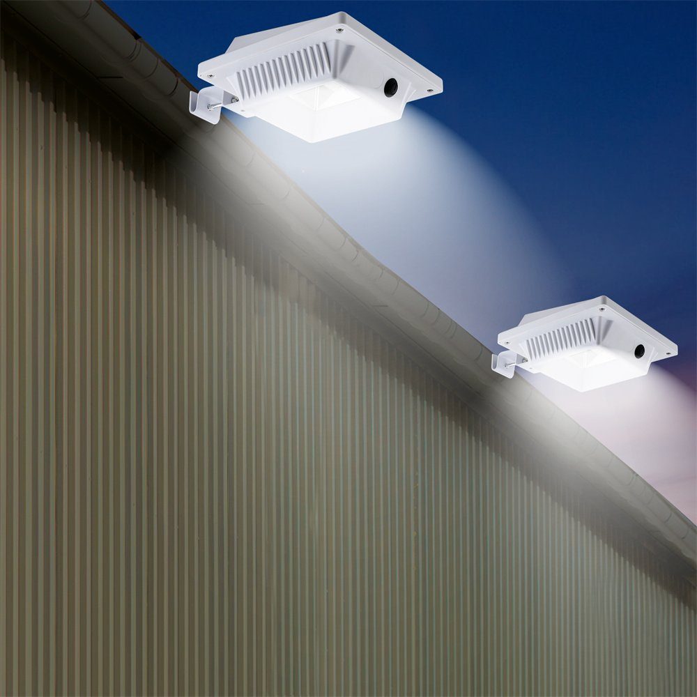 KingLux LED Dachrinnenleuchte Tageslichtweiß Solarlampen Wandleuchten integriert, LED Wegeleuchten, 25LEDs Weiss fest