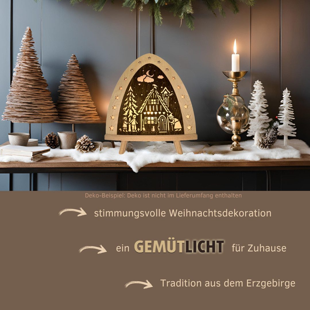 Weigla LED Dekolicht Hänsel & Gretel, BxHxT: 30x32x6 cm, LED wechselbar, Weihnachtsdeko aus dem Erzgebirge, Holz Buche