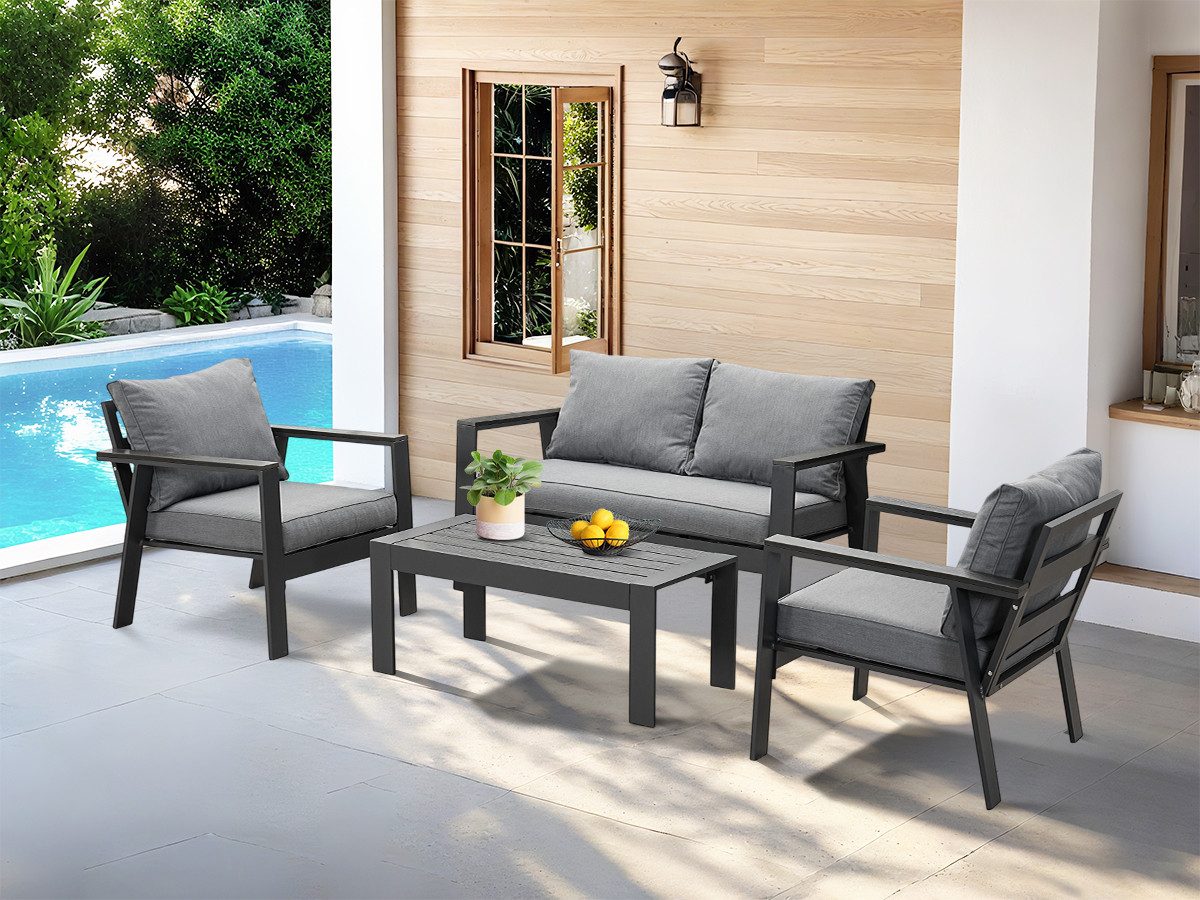 MeXo Gartenlounge-Set Gartenmöbel Set Aluminium Loungeset günstig online kaufen
