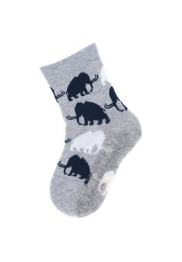 Sterntaler® ABS-Socken Fliesen Flitzer AIR Mammut + Dino, 2er-Pack (2-Paar, 2er Pack Fliesensocken mit Vollplüsch) Rutschsocken mit Noppen an der Sohle, ABS- Socken mit süßen Motiven