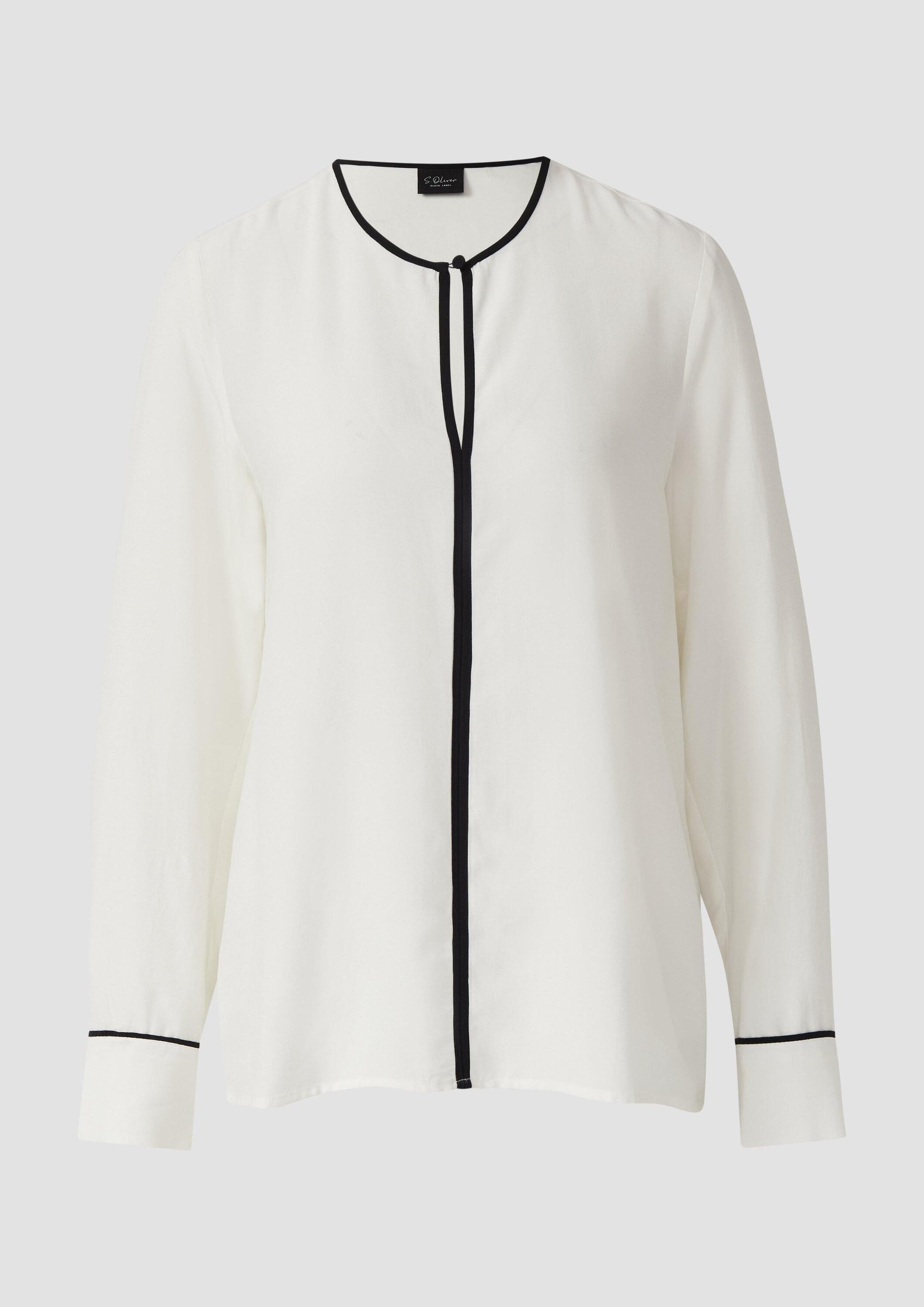 s.Oliver Langarmbluse Bluse Fließende Viskose-Bluse mit Kontrast-Details