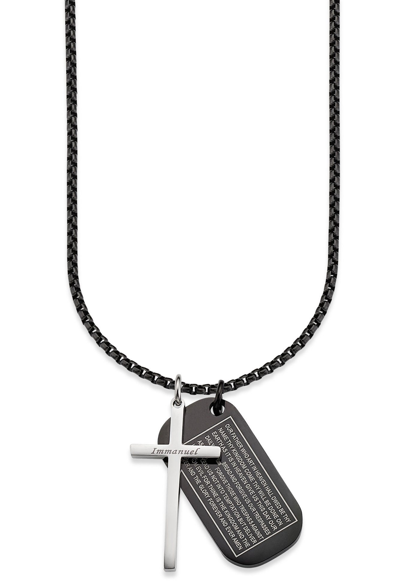 Bruno Banani Kette mit Anhänger Schmuck Geschenk Halskette Kreuz Vater Unser Venezianerkette