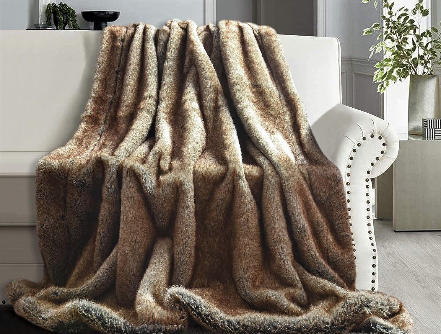 Wohndecke Fell-Decke-Tagesdecke-Pelzdecke-Fellimitat-Überwurf-Kuscheldecke, günstig online kaufen