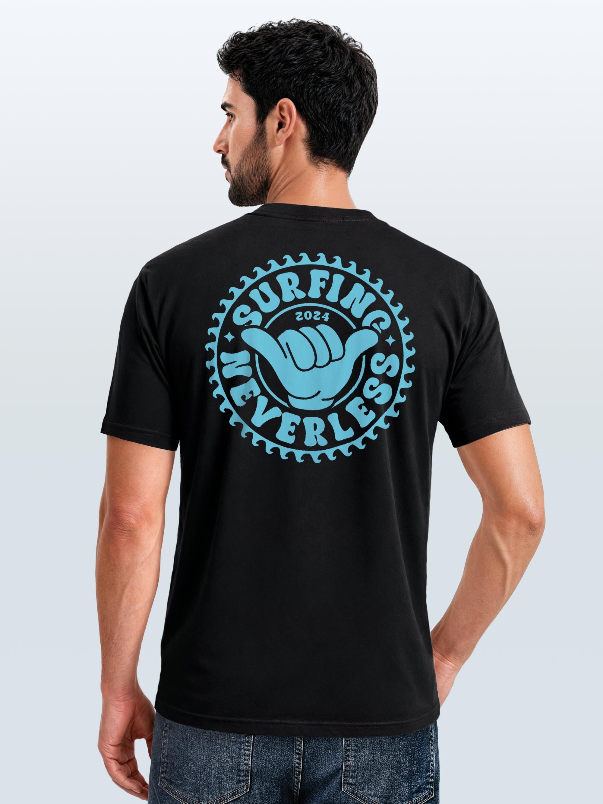 Neverless Print-Shirt Herren T-Shirt Surfing Surfer Motiv Hang Loose Sommer Sonne Wellen mit Print