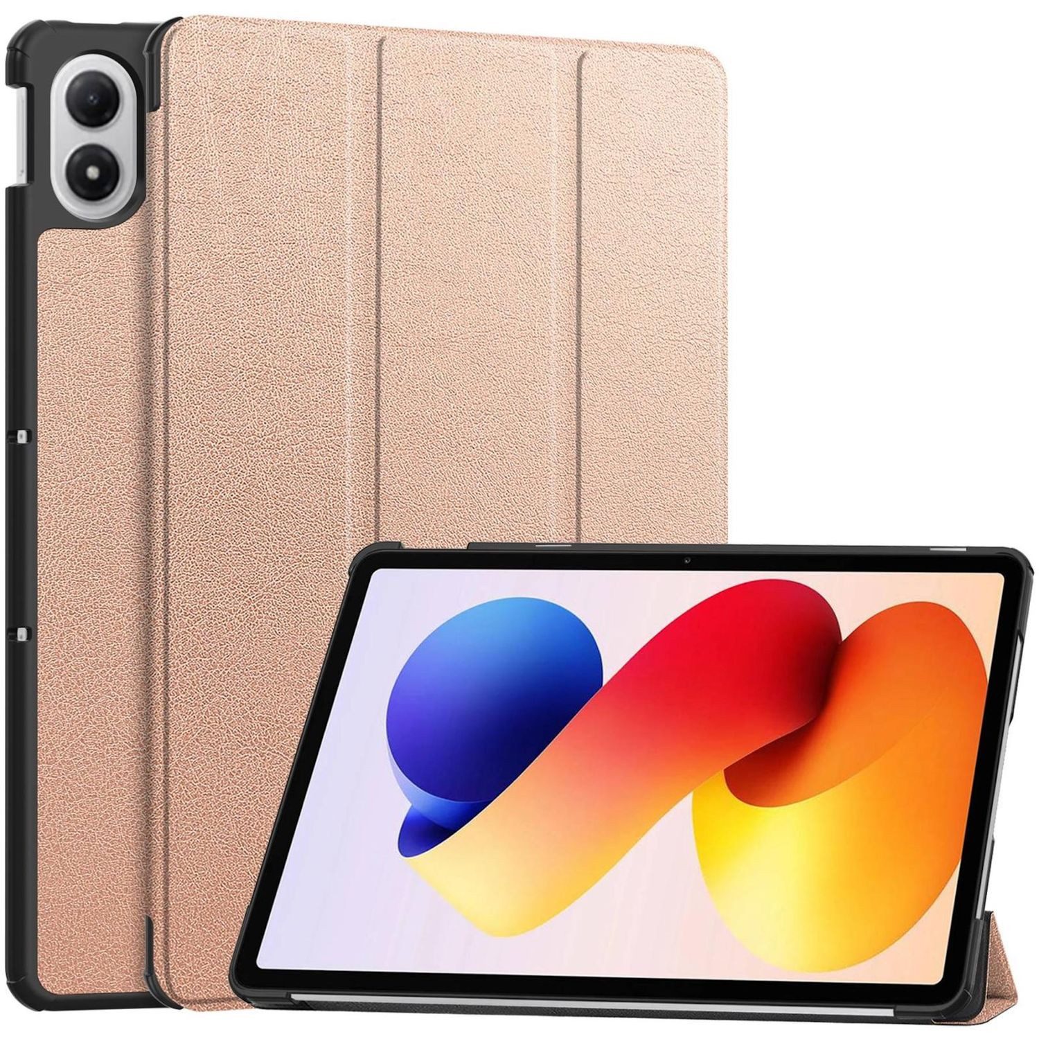 Wigento Tablet-Hülle Für Xiaomi Redmi Pad 2 Pro 12.1" 3folt Wake UP Tasche Hülle Rose Gold, 3-Fach Halterung, Kratzfest, Leicht