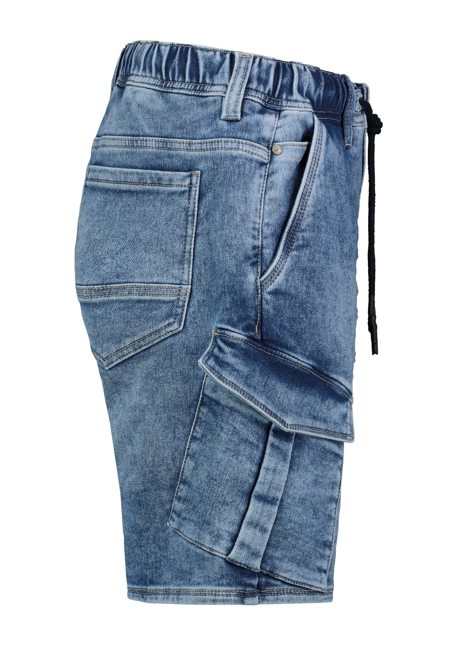 SUBLEVEL Jeansshorts Cargo- mit elastischem Bund und Kordelzug (1-tlg) Cargo Bermuda