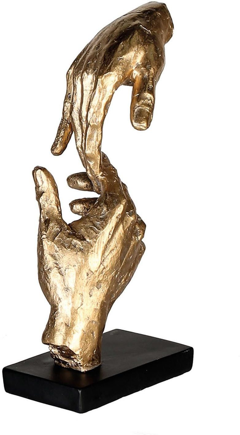 Casablanca by Gilde Dekofigur Skulptur Two Hands, gold/schwarz (1 St), Dekoobjekt, Höhe 29, Hände, mit Spruchanhänger, Wohnzimmer