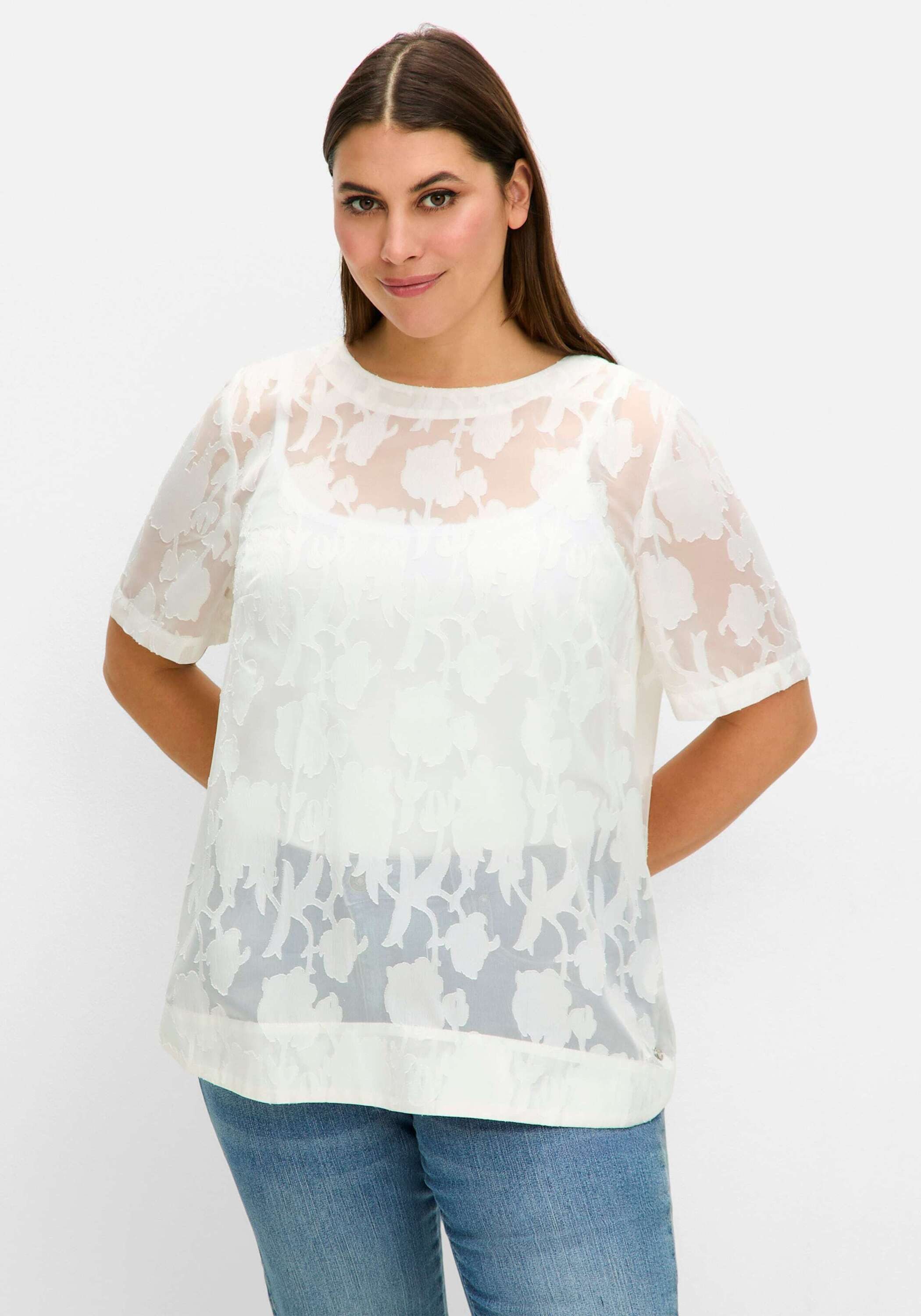 Sheego Klassische Bluse Tunika Kurzarm günstig online kaufen