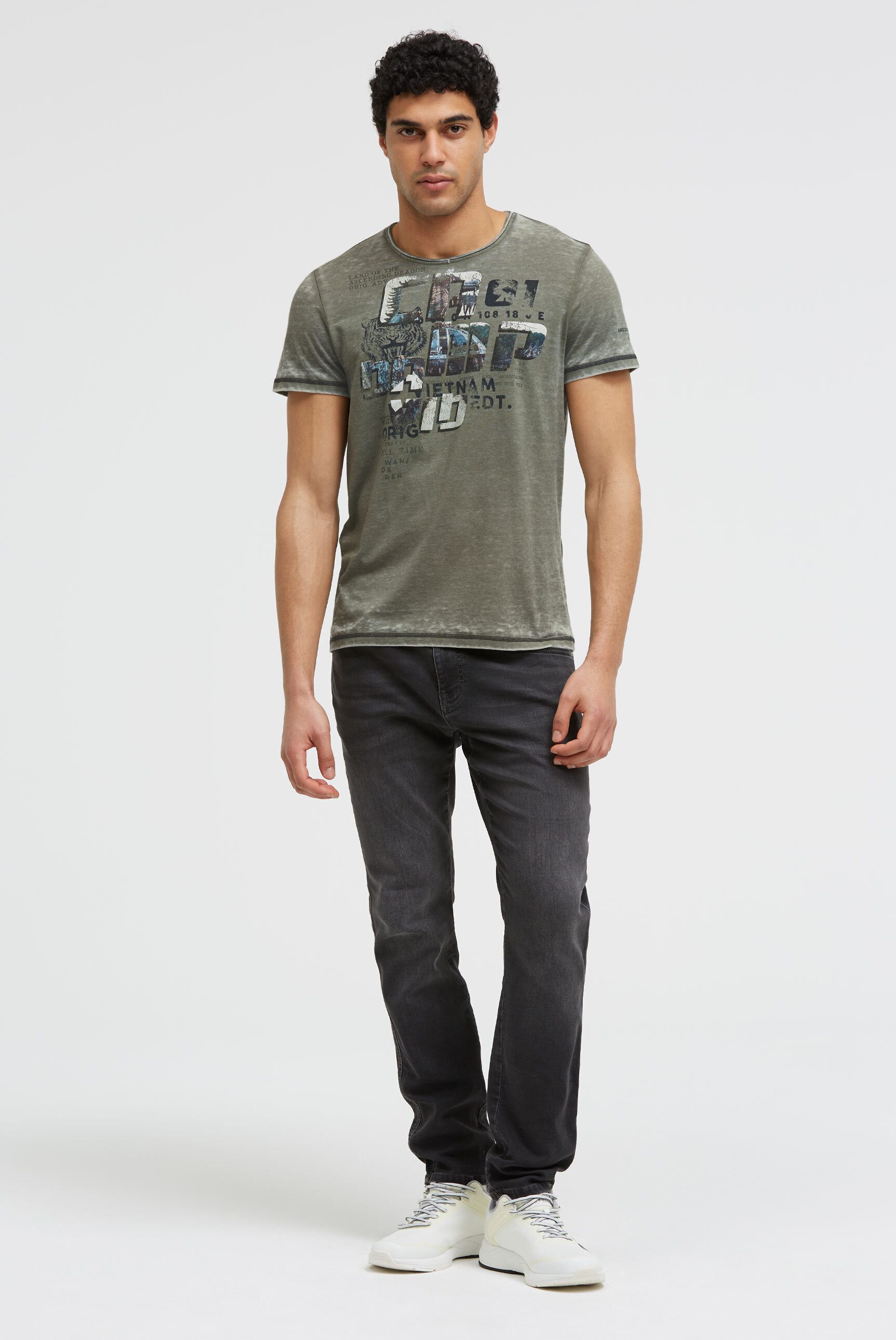CAMP DAVID Rundhalsshirt mit Ausbrenner-Effekten