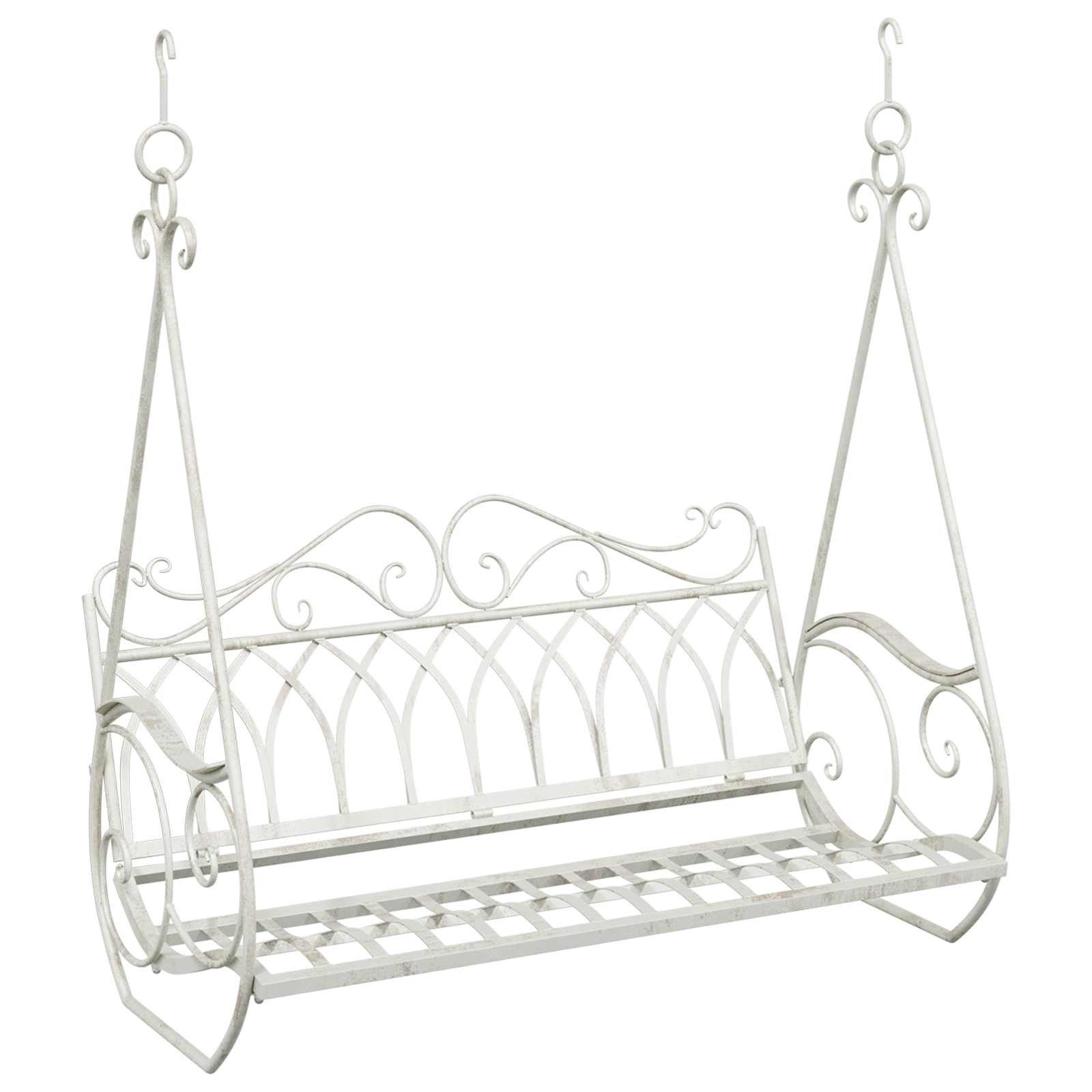 vidaXL Hollywoodschaukel 112 x 60 x 126,5 cm Schaukelbank Stahl 112x60x126,5 cm Antik Weiß ohne