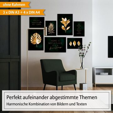 Hyggelig Home Poster Hyggelig Home Premium Poster Set - 7 passende Bilder OHNE RAHMEN - Set Gold, Pflanze (Set, 7 St), Knickfreie Lieferung Qualitätsdruck Dickes Papier