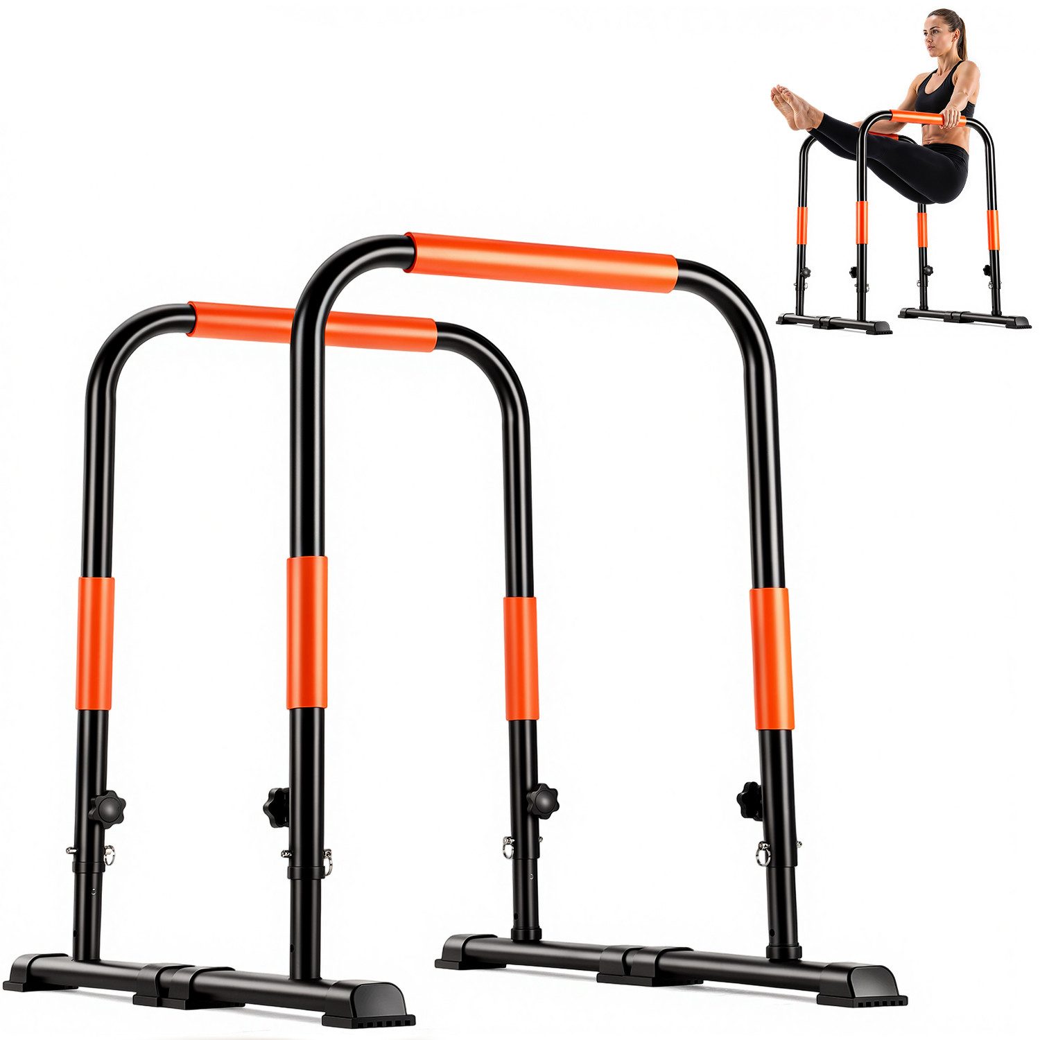 kehot Liegestützgriffe Dip Barren Bars Höhenverstellbar mit 3 Trainingshöhen (78–98 cm Barrenständer für Dips und Körpergewichtstraining, Rutschfeste Schaumstoffgriffe für mehr Trainingskomfort), Kompakte Dip Barren Calisthenics Equipment für Home Gym