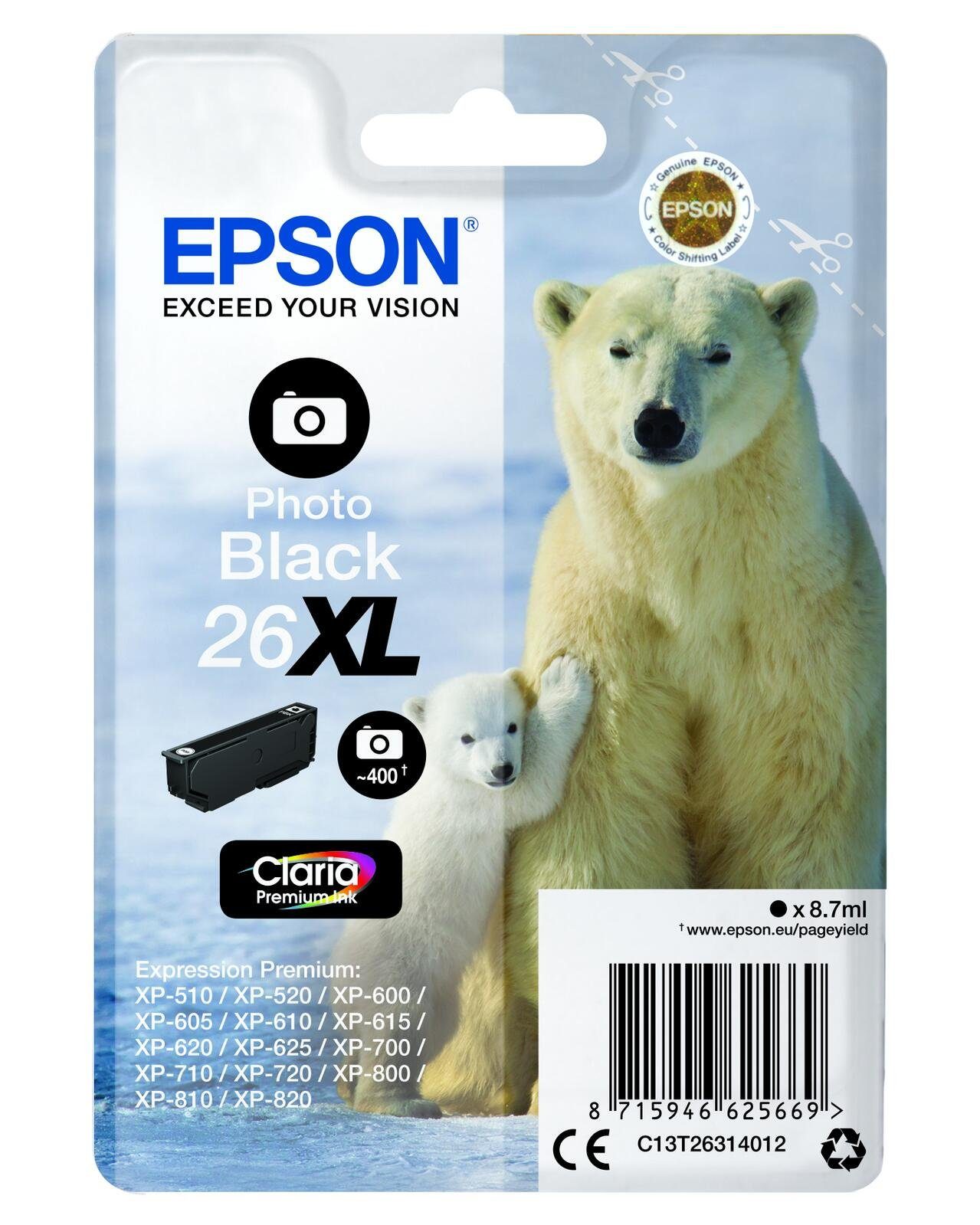 Epson Epson 26XL Eisbär Druckerpatrone schwarz hell Tintenpatrone